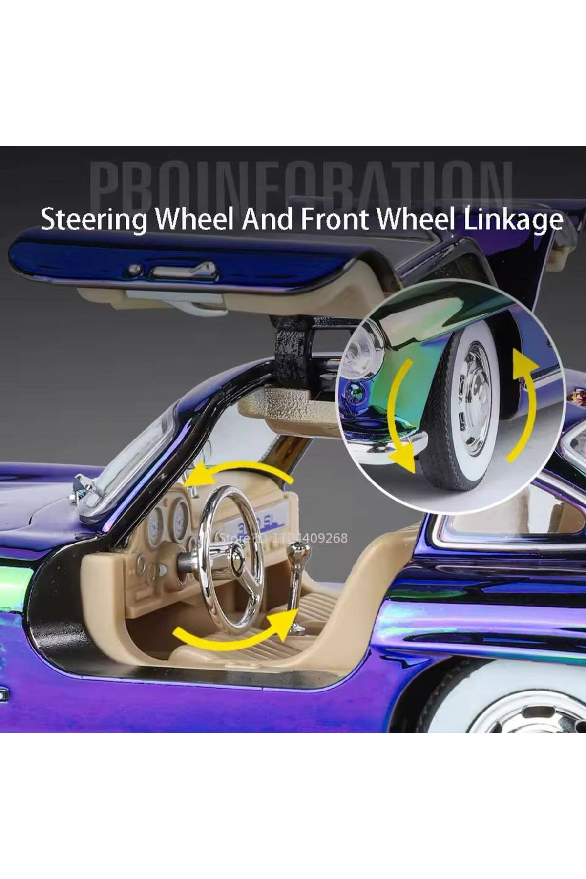 مدل خودرو MERCEDES BENZ 300 SL مشکی 1954 MODEL کلاسیک CAR 1 24 SCALE 300SL GREY GLOSSY اورجینال scntoys