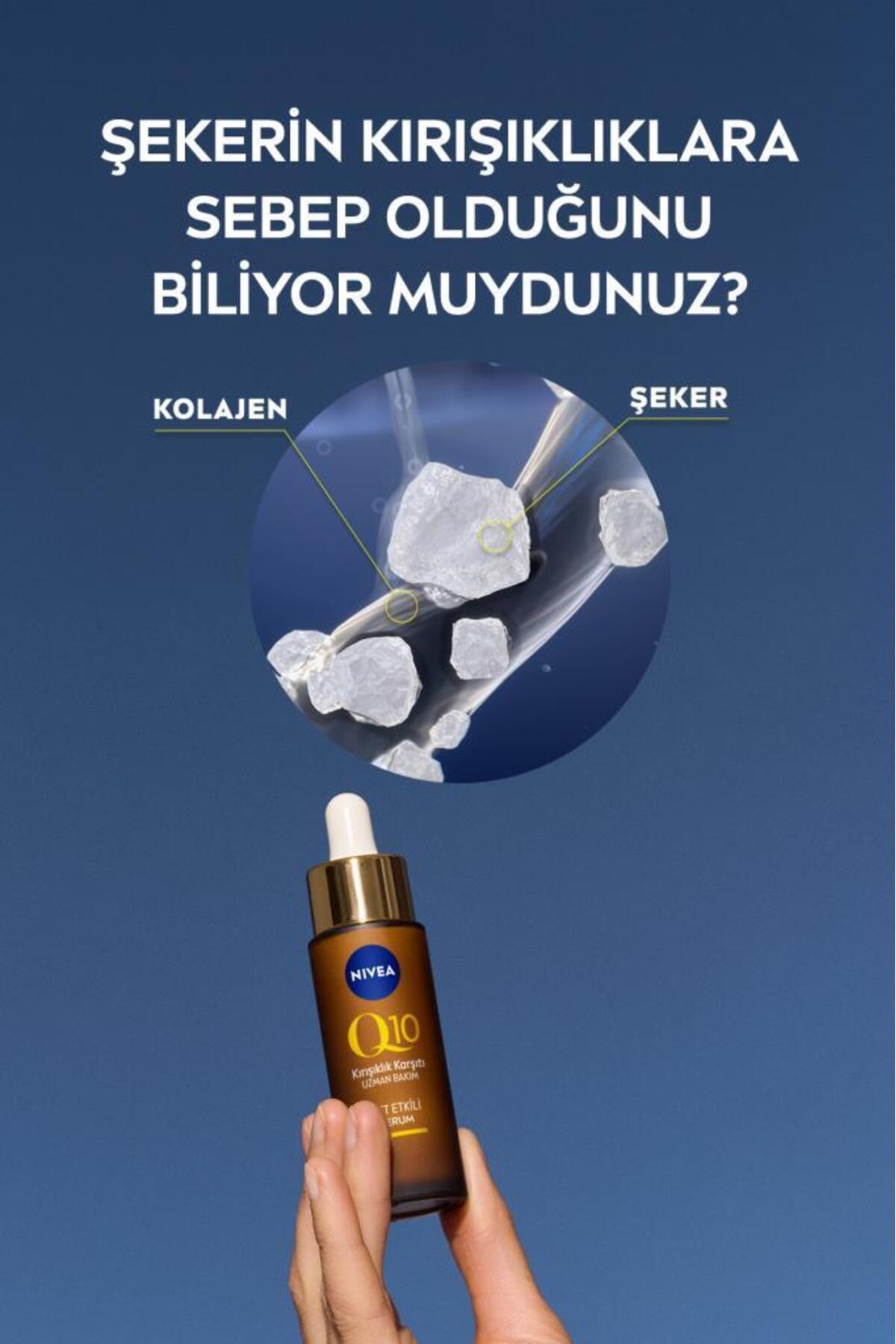 NIVEA ضد چین و چروک دوگانه با سرم پوستی Q10 30 میلی لیتر، Q10 خالص، ضد چین و چروک ناشی از قند