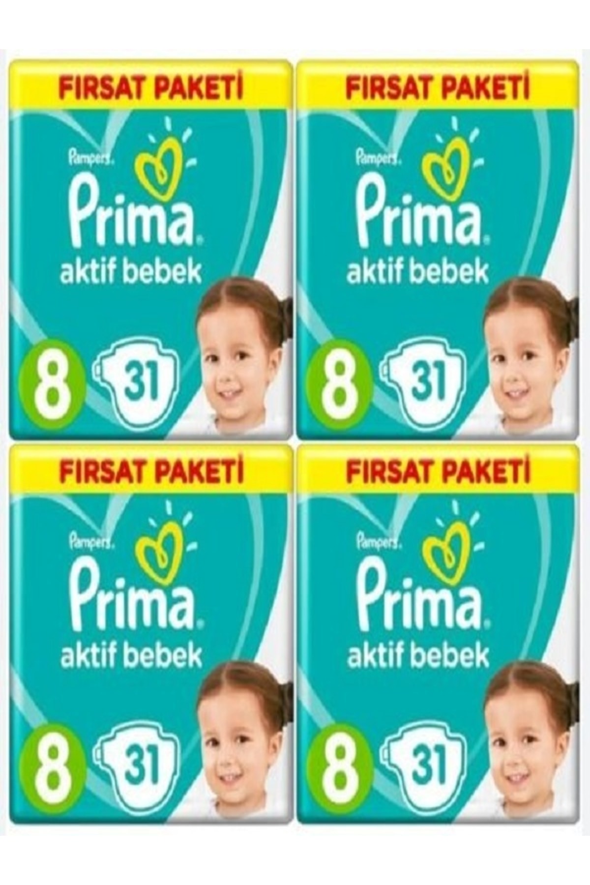 پوشک بچه ACTIVE BABY 8 سایز 4X31 124 عدد اورجینال Prima