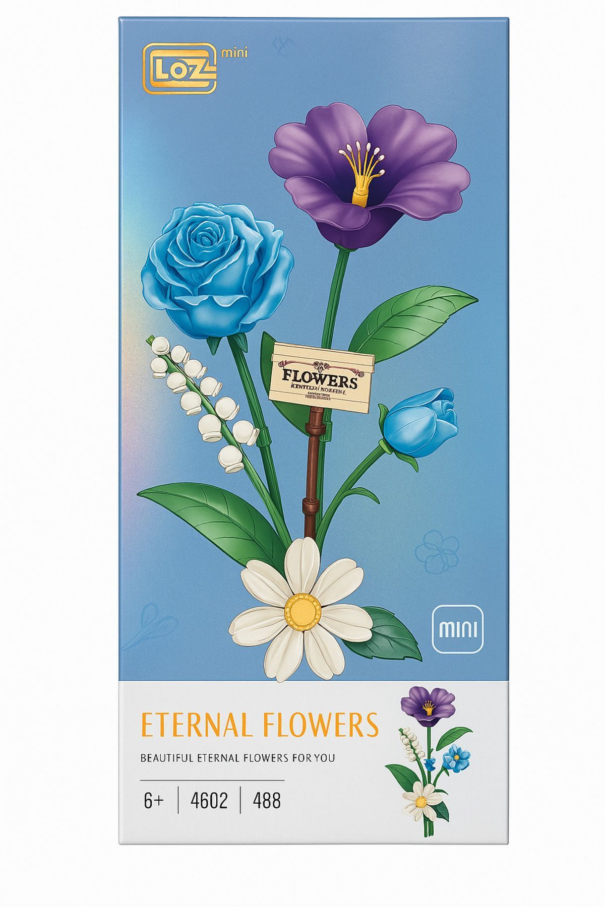 لگو و اسباب بازی های ساخت محور ست گل سازی ETERNAL FLOWERS – رز آبی بنفش دیزی زنبق دره 488 عدد از ترکیه Loz
