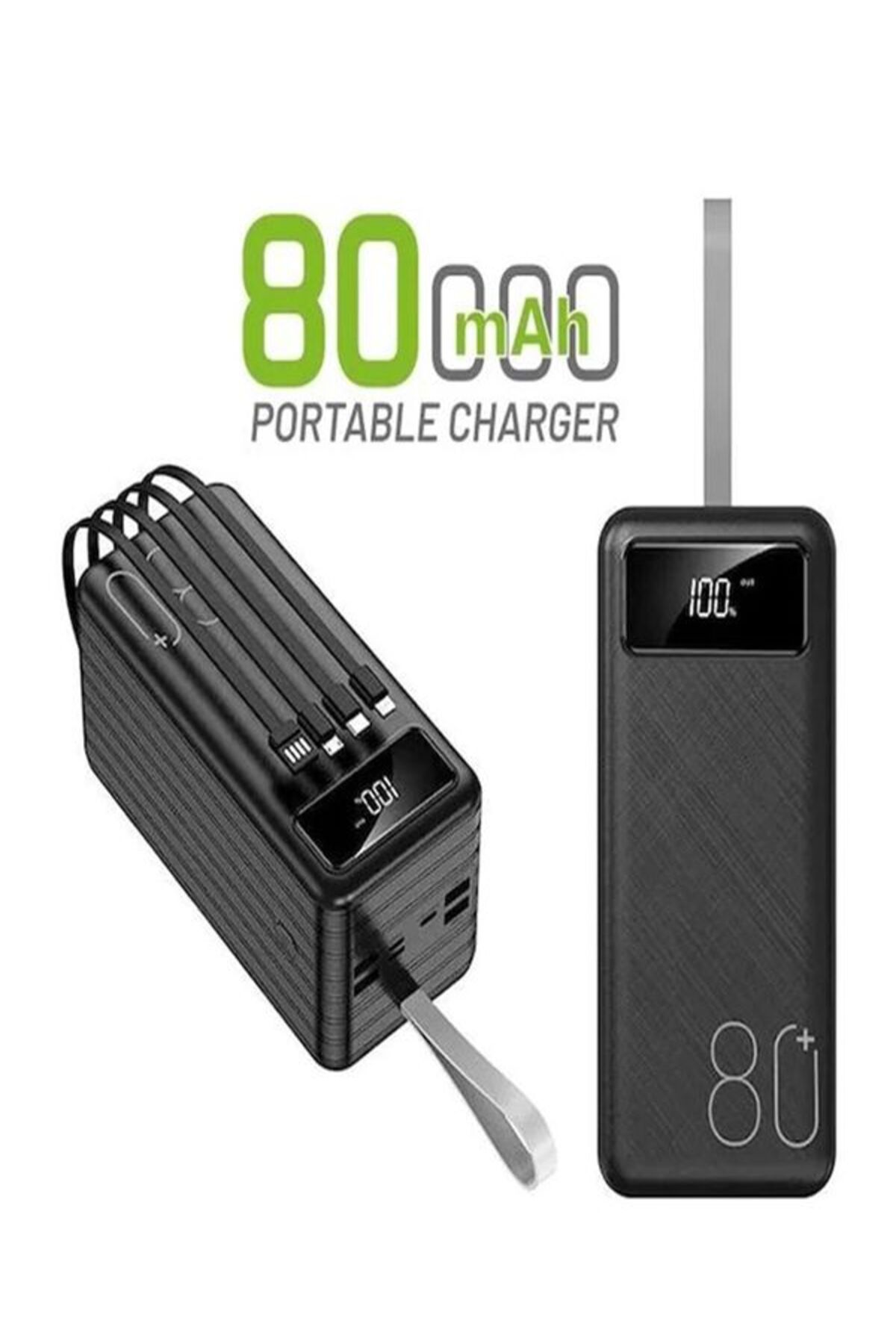 پاوربانک شارژ سریع 80000 میلی آمپر ساعتی 22.5 واتی | صفحه نمایش LCD لایتنینگ نوع C کابل میکرو 7 پورت اورجینال ÇELİKWORK
