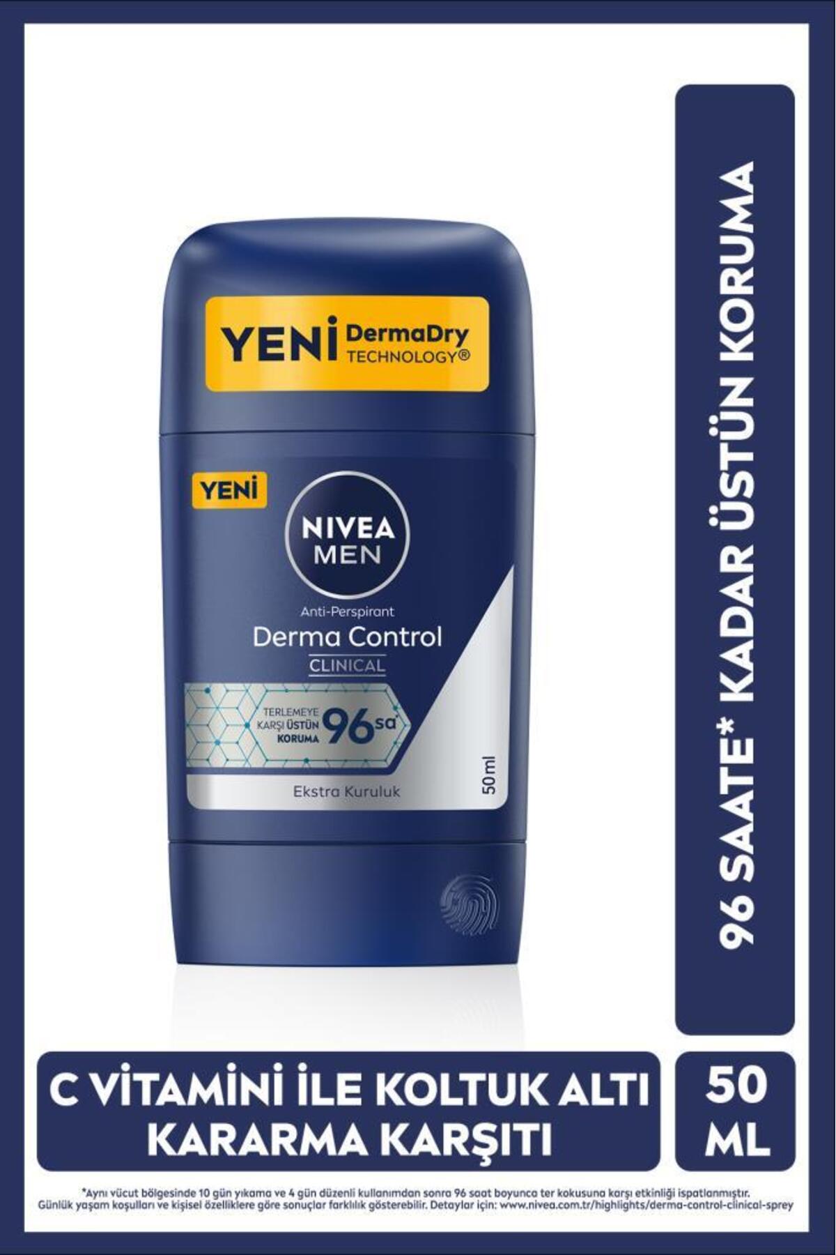NIVEA ضدعرق مردانه استیک دورما کنترل کلینیکال 50 میلی لیتر، حفاظت برتر 96 ساعته