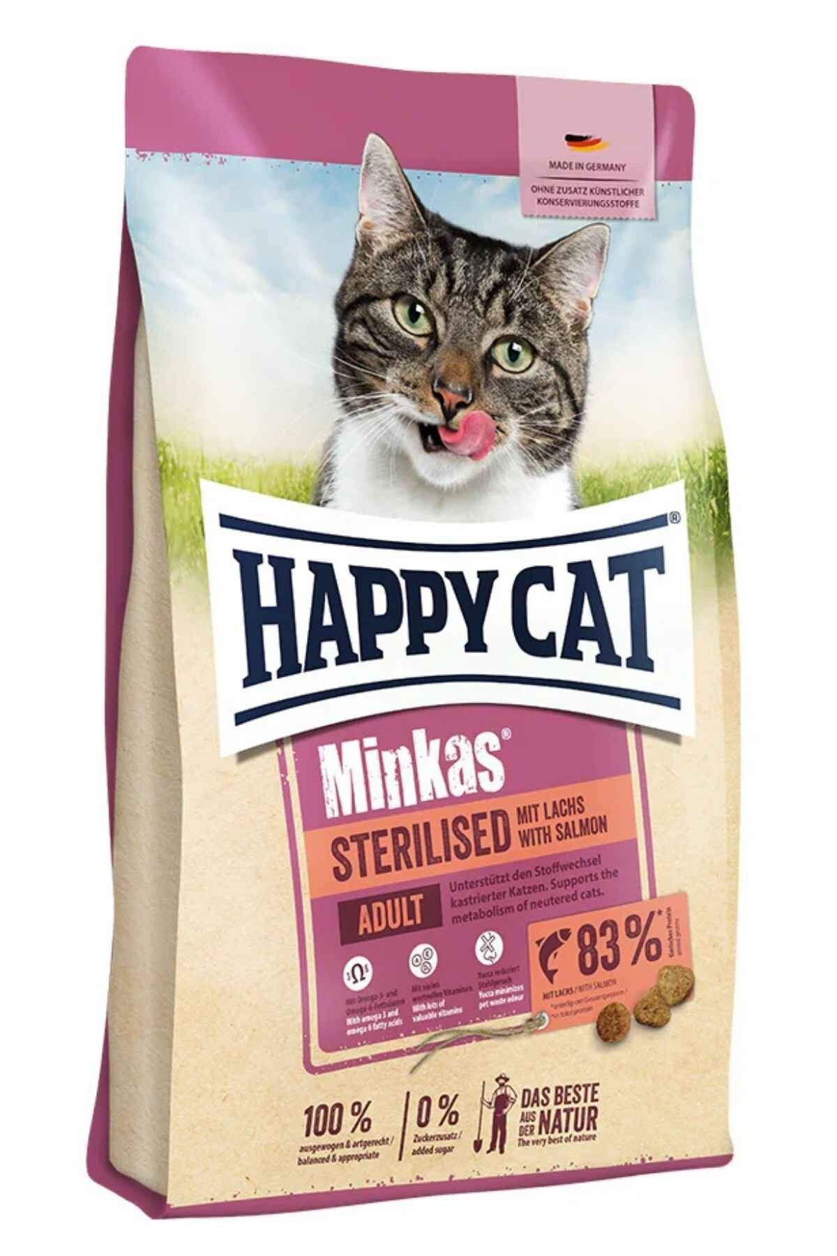 غذای خشک گربه هپی کت Happy Cat Minkas Sterilised Salmon، ۱۰ کیلوگرم