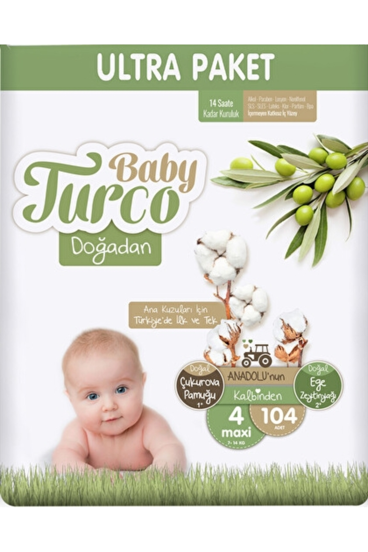 پوشک بچه ULTRA شماره 4 MAXI 104 عدد اورجینال Baby Turco