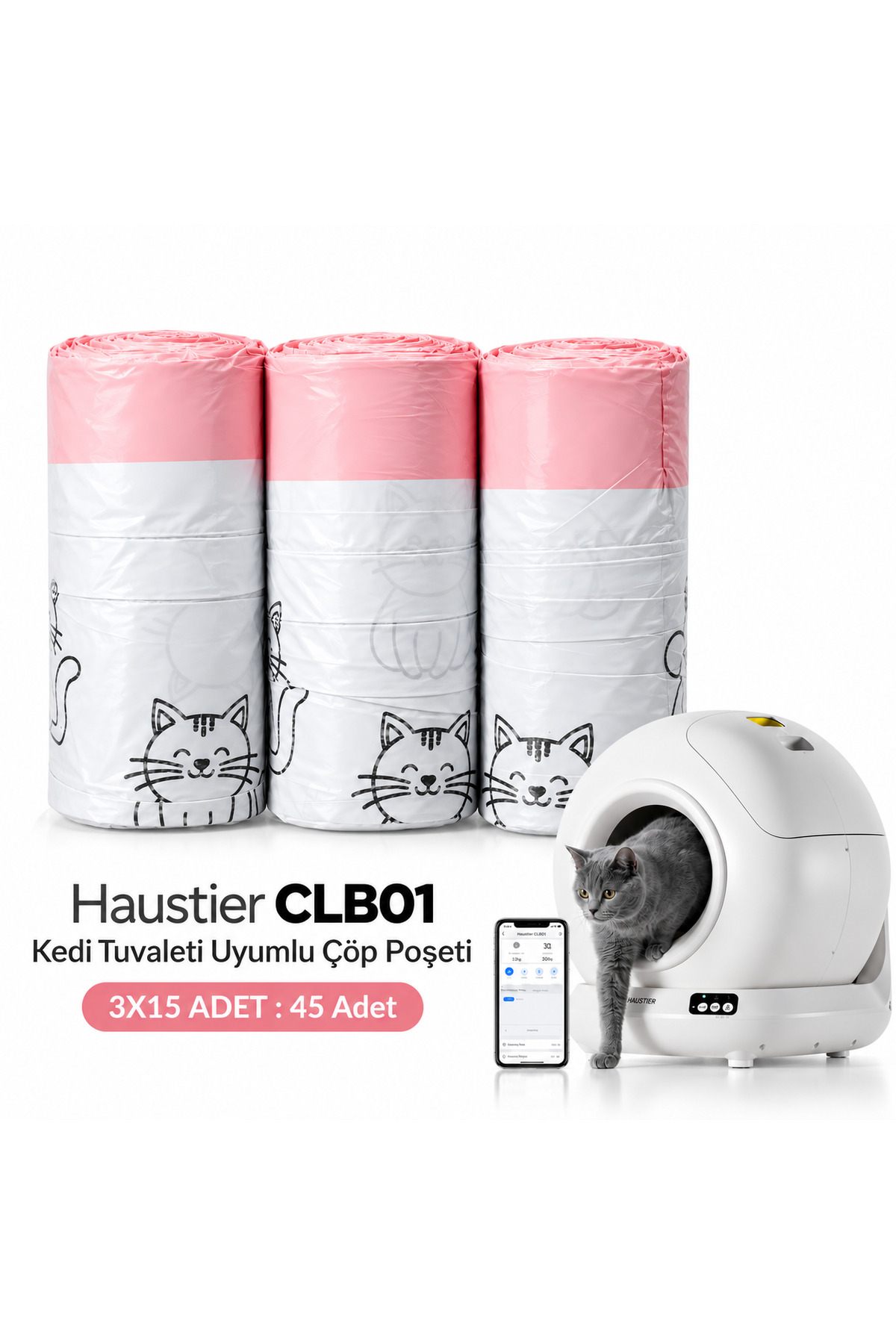 کیسه زباله بنددار سازگار با توالت خودکار گربه هاوستایر Haustier، مدل -CP03 چندرنگ