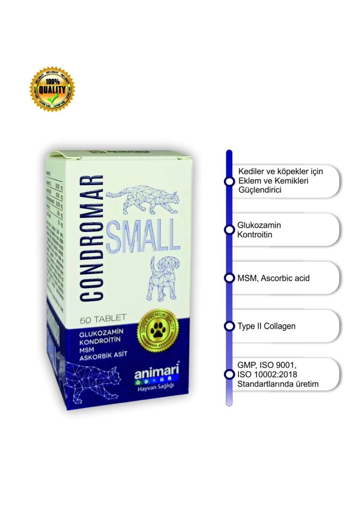 قرص سلامت گربه انیماری animari Condromarsmall، ۵۰ عددی