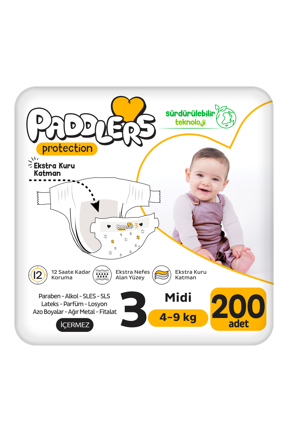 پوشک بچه محافظ کودک سایز 3 میدی 200 تکه 4 9 کیلوگرم ست جامبو اضافی اورجینال Paddlers