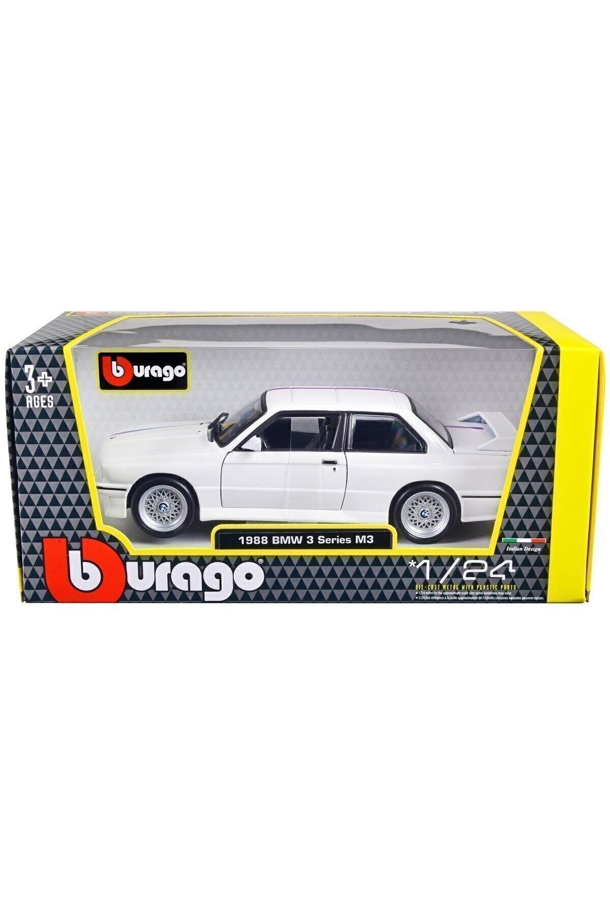 مدل خودرو 1988 BMW 3 SERIES M3 سفید E30 1:24 SCALE BRAND BURAGO اورجینال Burago