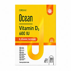 اسپری مکمل ویتامین D3 اورزاکس Orzax Ocean ۶۰۰ واحد، ۲۰ میلی‌لیتر