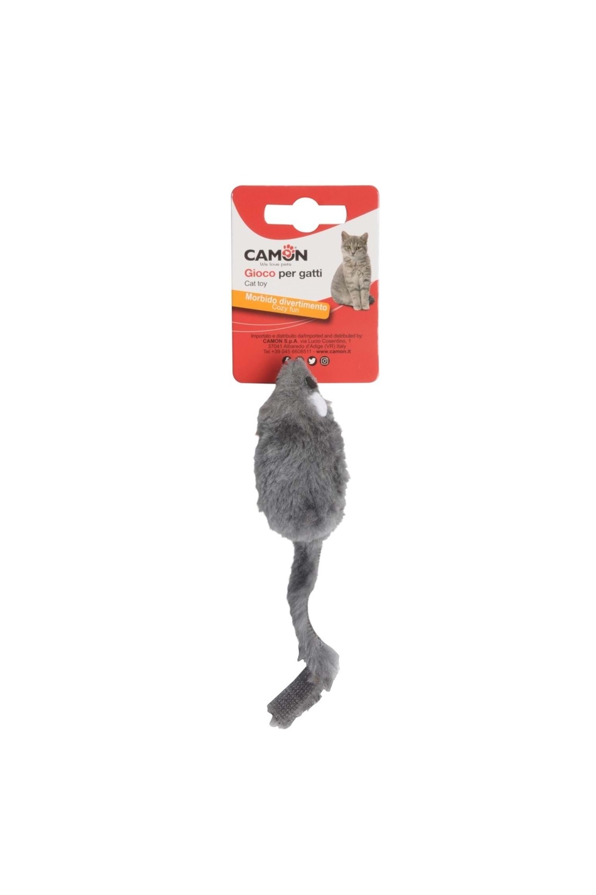 اسباب‌بازی گربه طرح موش زنگوله‌دار و صدادار ۱۵ سانتی‌متری کامون Camon مدل AG0354 چندرنگ