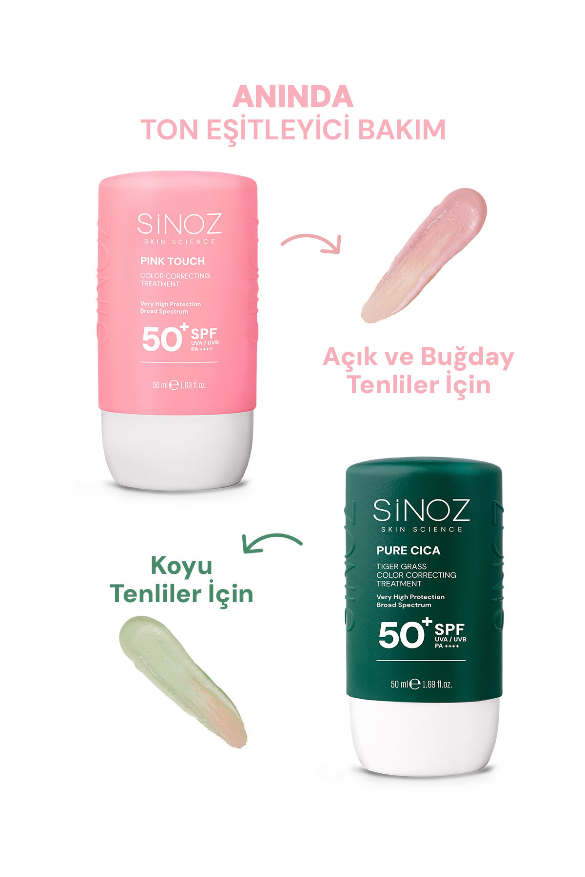 کرم ضد آفتاب صورت TOUCH FONDY TOWNIST ترمیم مرطوب کننده صورتی SUN SPF50 Sinoz