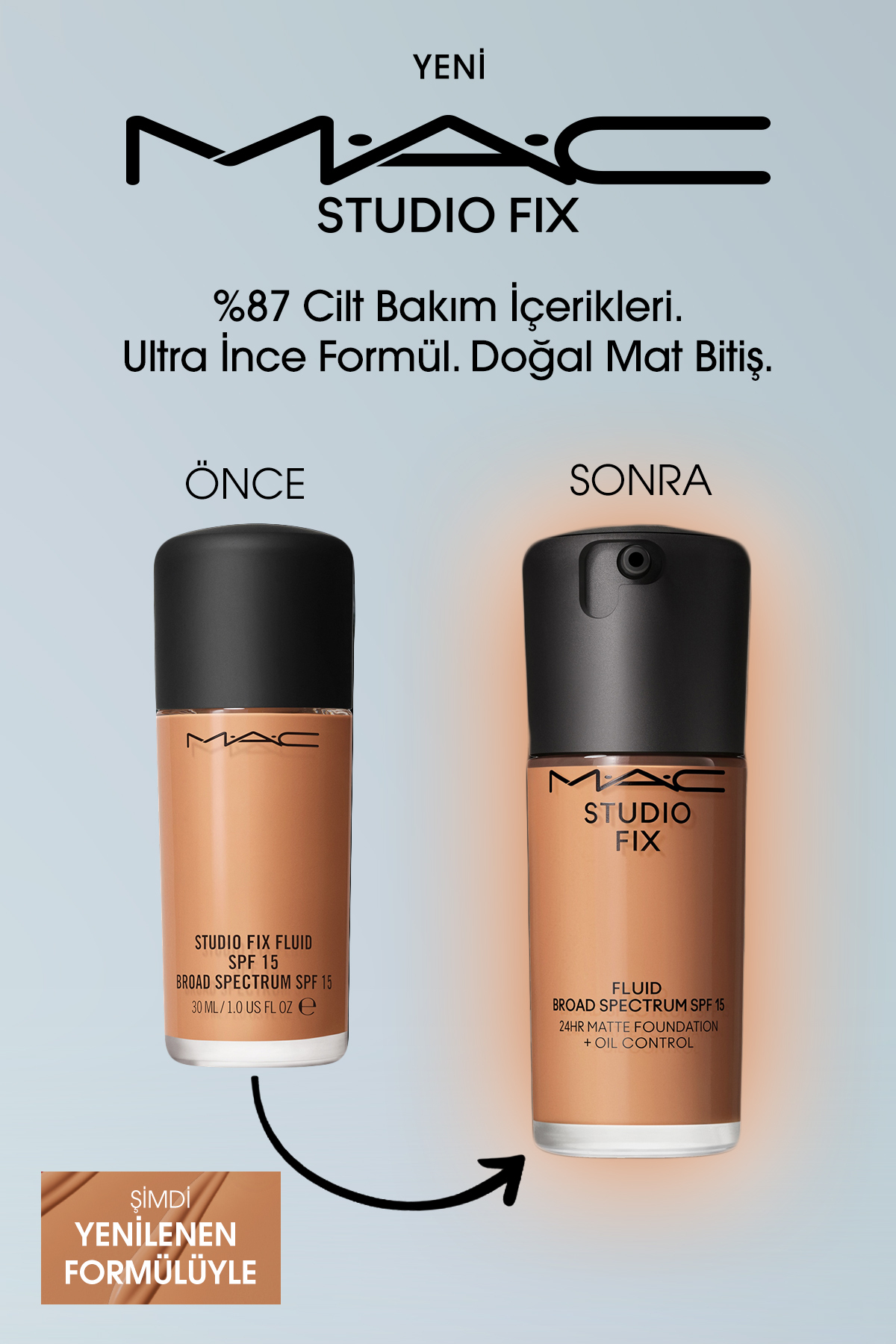 کرم پودر بنیاد دائمی مت تا 24 ساعت استودیو رفع سیال SPF15 رنگ: NW55 30ML Mac