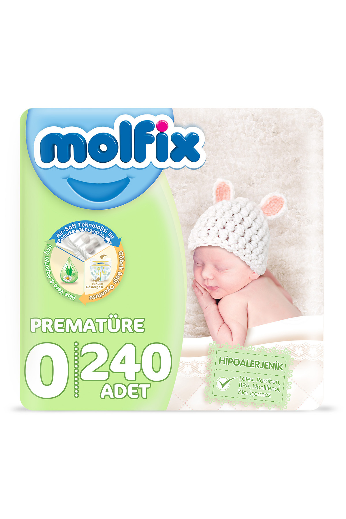 پوشک بچه PREMATURE سایز 0 240 عددی اورجینال Molfix