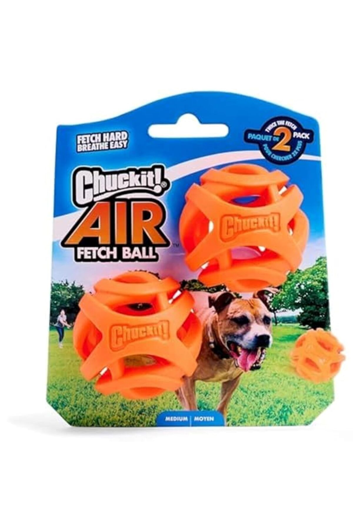 توپ بازی سگ چاکیت Chuckit! (!) Air Fetch Ball، متوسط، قطر ۶٫۴ سانتی‌متر، بسته ۲ عددی چندرنگ