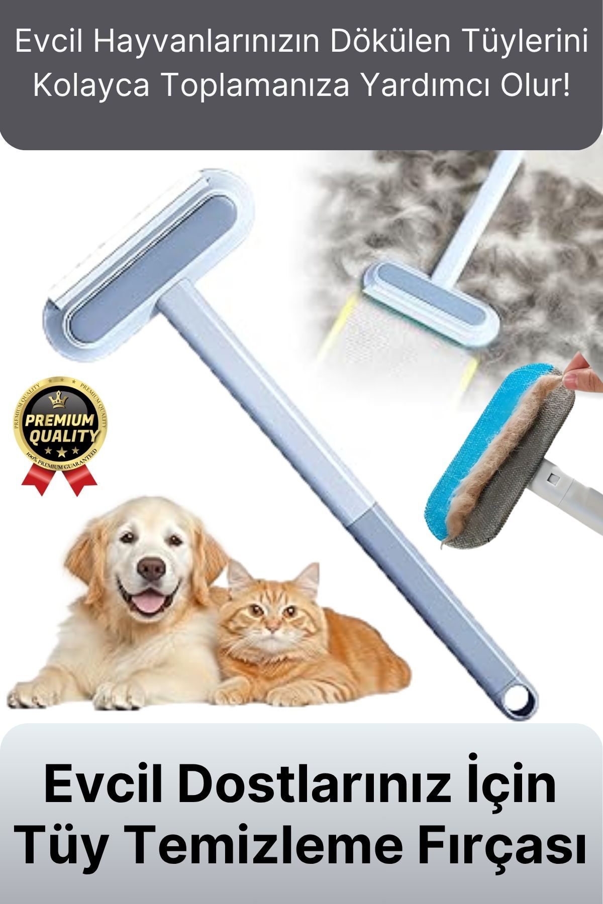 برس جمع‌آوری موی حیوانات خانگی سوین Svein، دوطرفه و دسته‌بلند