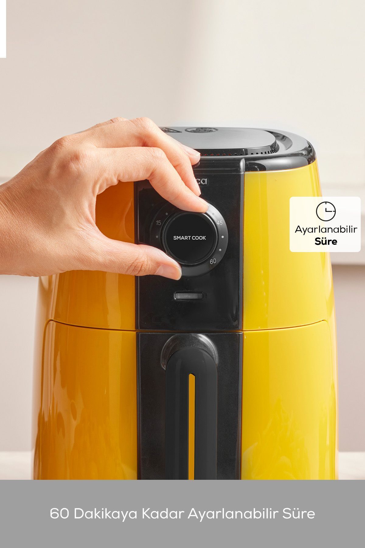 سرخ کن AIRFRYER جمع و جور SMART COOK زرد با تایمر تا 60 دقیقه برای 2 نفر اورجینال Karaca