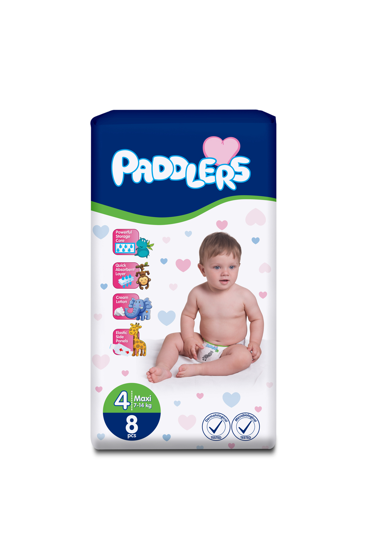 پوشک بچه بسته آزمایشی سایز 4 MAXI 8 عددی 7 14 کیلوگرم اورجینال Paddlers