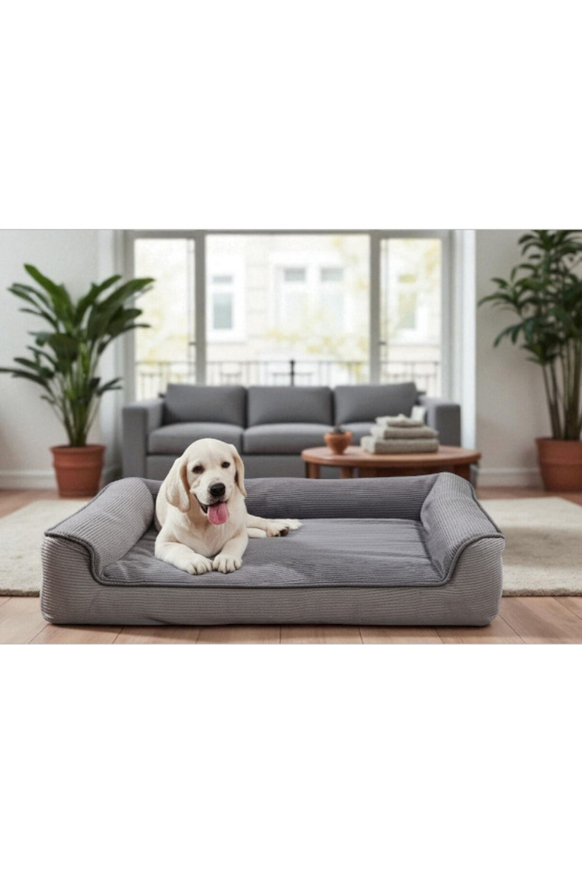 جای خواب سگ ویسکوپت ViscoPet Premium Sofa با فوم بلوکی، روکش محافظ و زیپ خاکستری