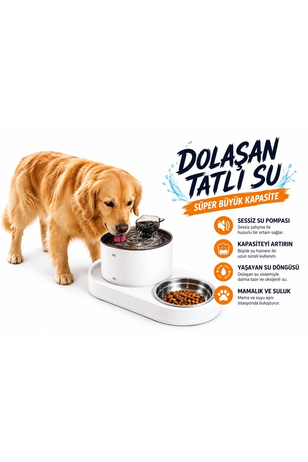 آبخوری خودکار و ظرف غذای حیوانات ۲ در ۱ ای‌تی‌ال‌تی آتلانتیس ATLT ATLANTİS، مدل ORM-503، ظرفیت آب ۱٫۸ لیتر