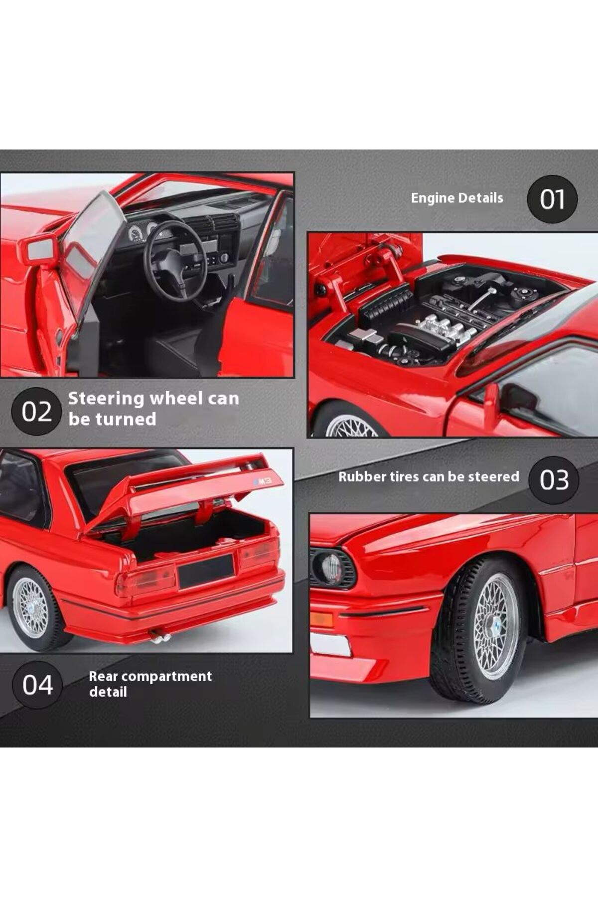 مدل خودرو BMW 3 SERIES M3 سفید E30 1988 درهای بازکننده مقیاس 1:24 DIECAST CAR اورجینال scntoys