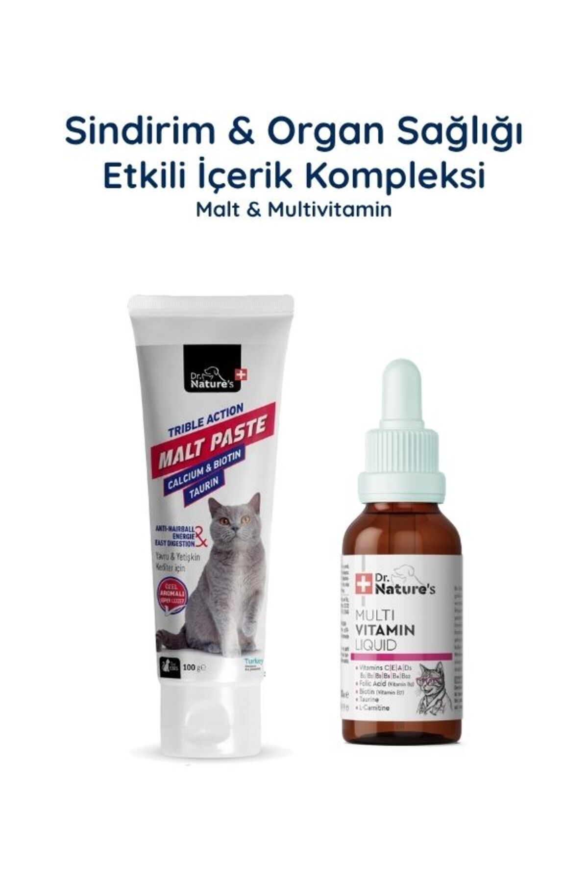 مجموعه خمیر مالت گربه و قطره مولتی‌ویتامین دکتر نیچرز Dr. Nature's