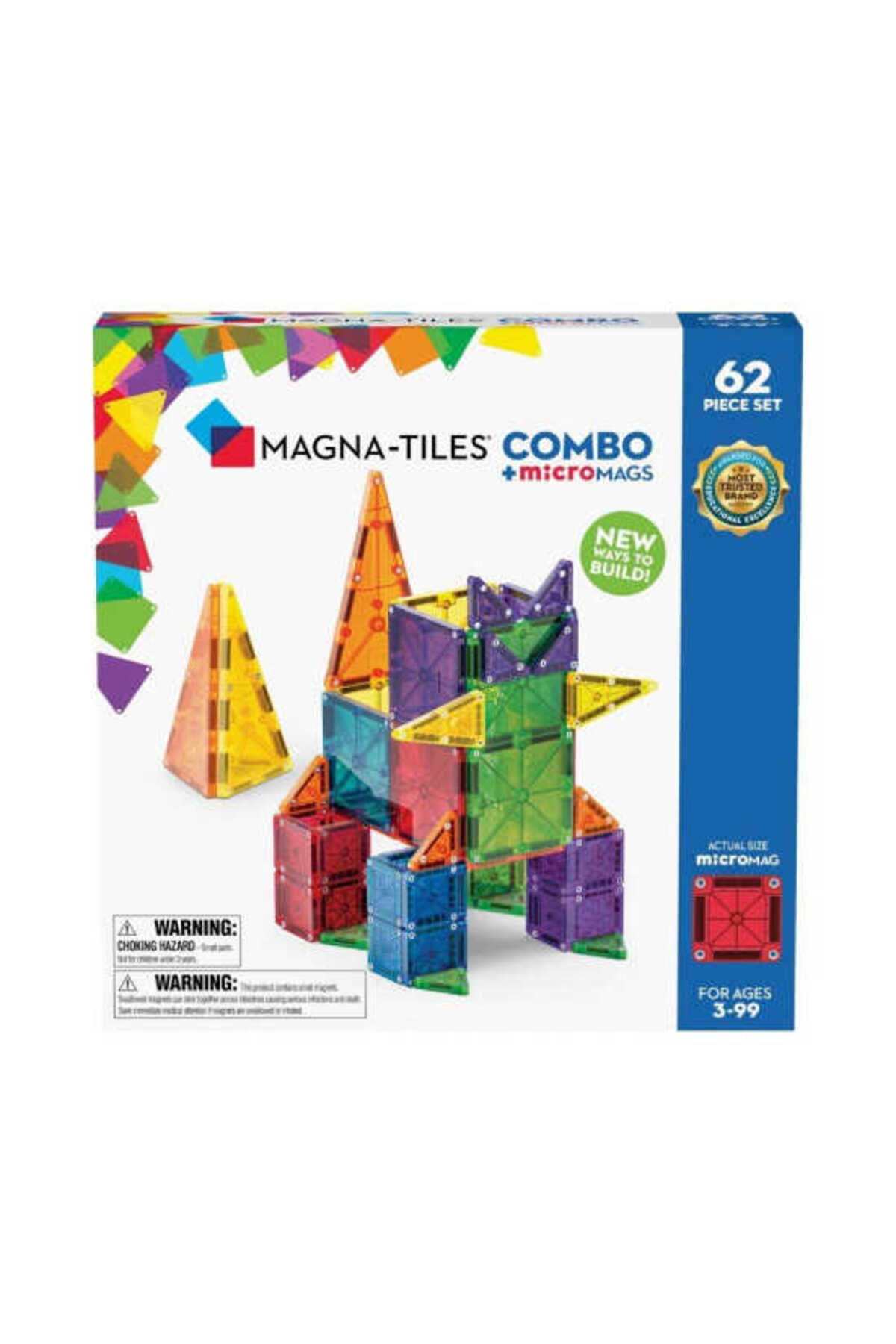 لگو و اسباب بازی های ساخت محور MAGNA TILES COMBO + MICROMAGS 62 PIECES 244062CO از ترکیه Magna Tiles
