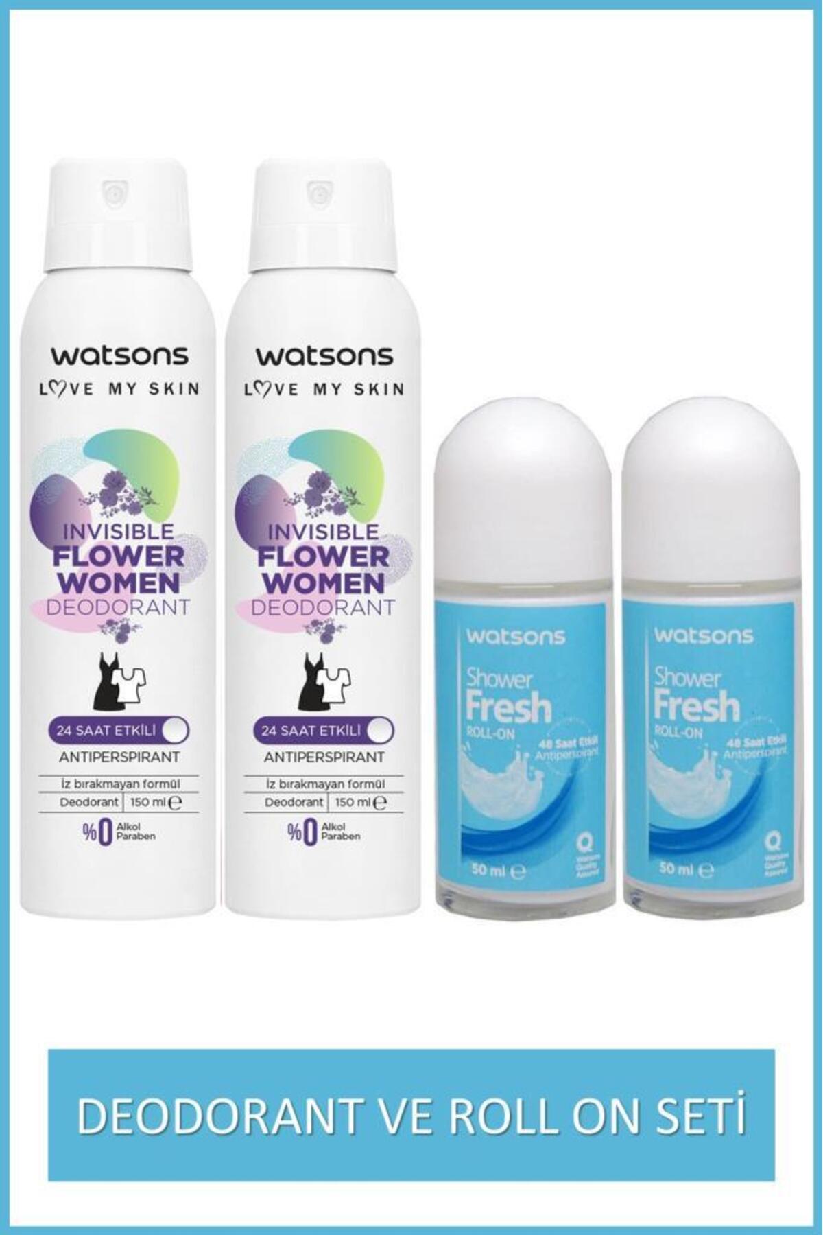 مجموعه دئودورانت رول‌آن و اسپری واتسونز Watsons، Shower Fresh و Invisible Flower زنانه