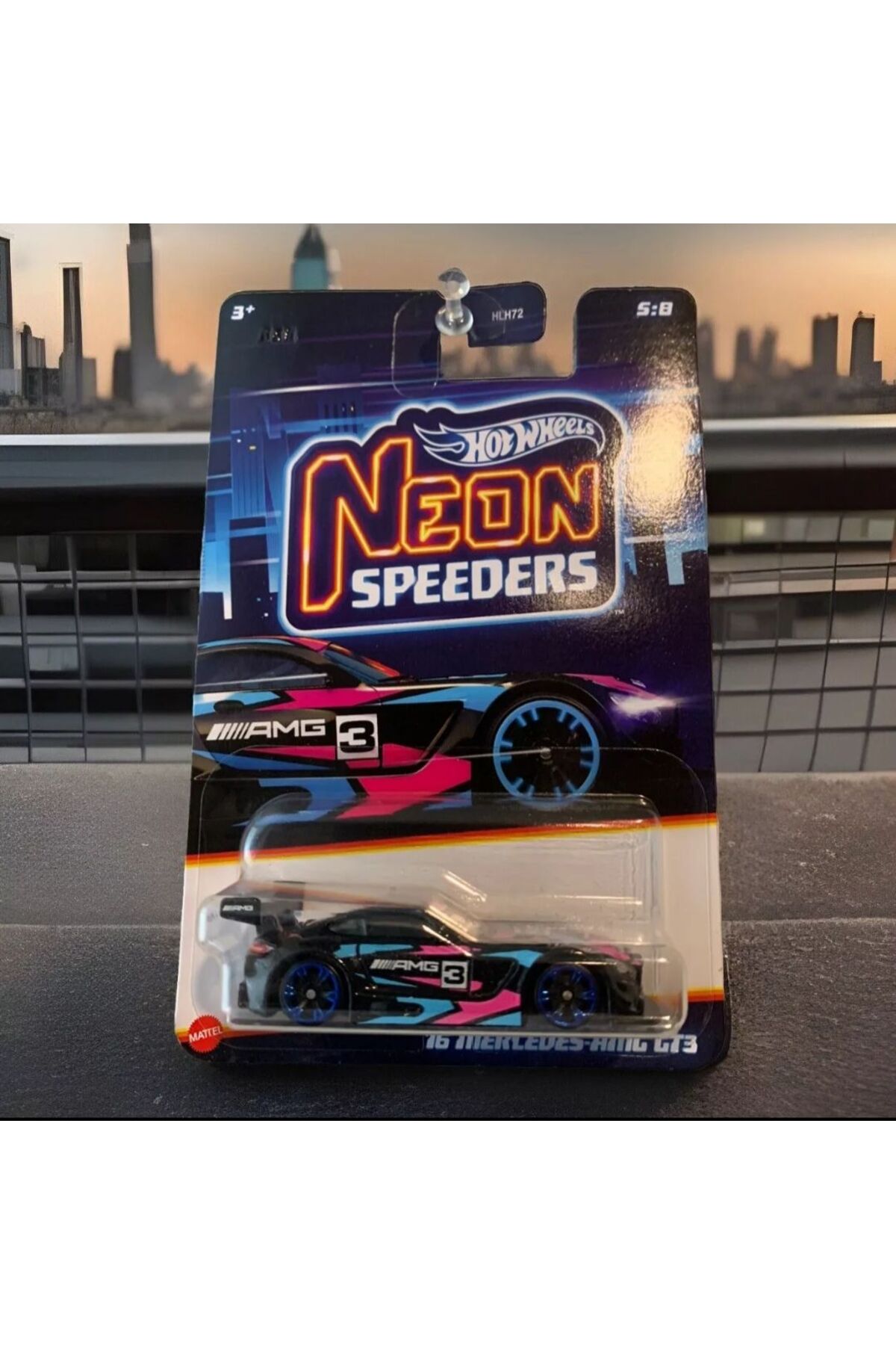 ماشین اسباب بازی LONG KART سری 2024 نئون اسپیدرز مرسدس AMG GT3 مدل کلکسیونی از ترکیه HOT WHEELS