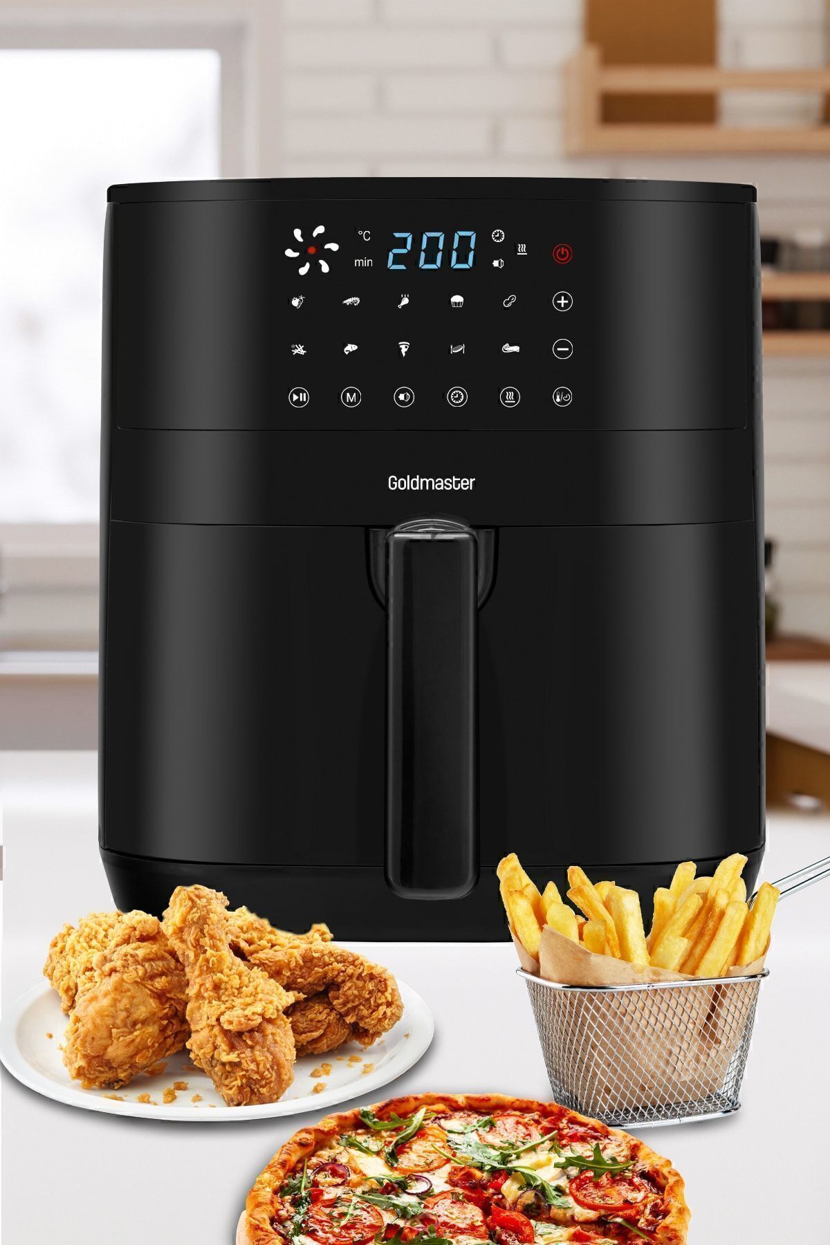 سرخ کن با هوای داغ 6 لیتری SMARTFRY DIGITAL TOUCH 1900 W 10 تنظیم از پیش شده بدون روغن اورجینال GoldMaster