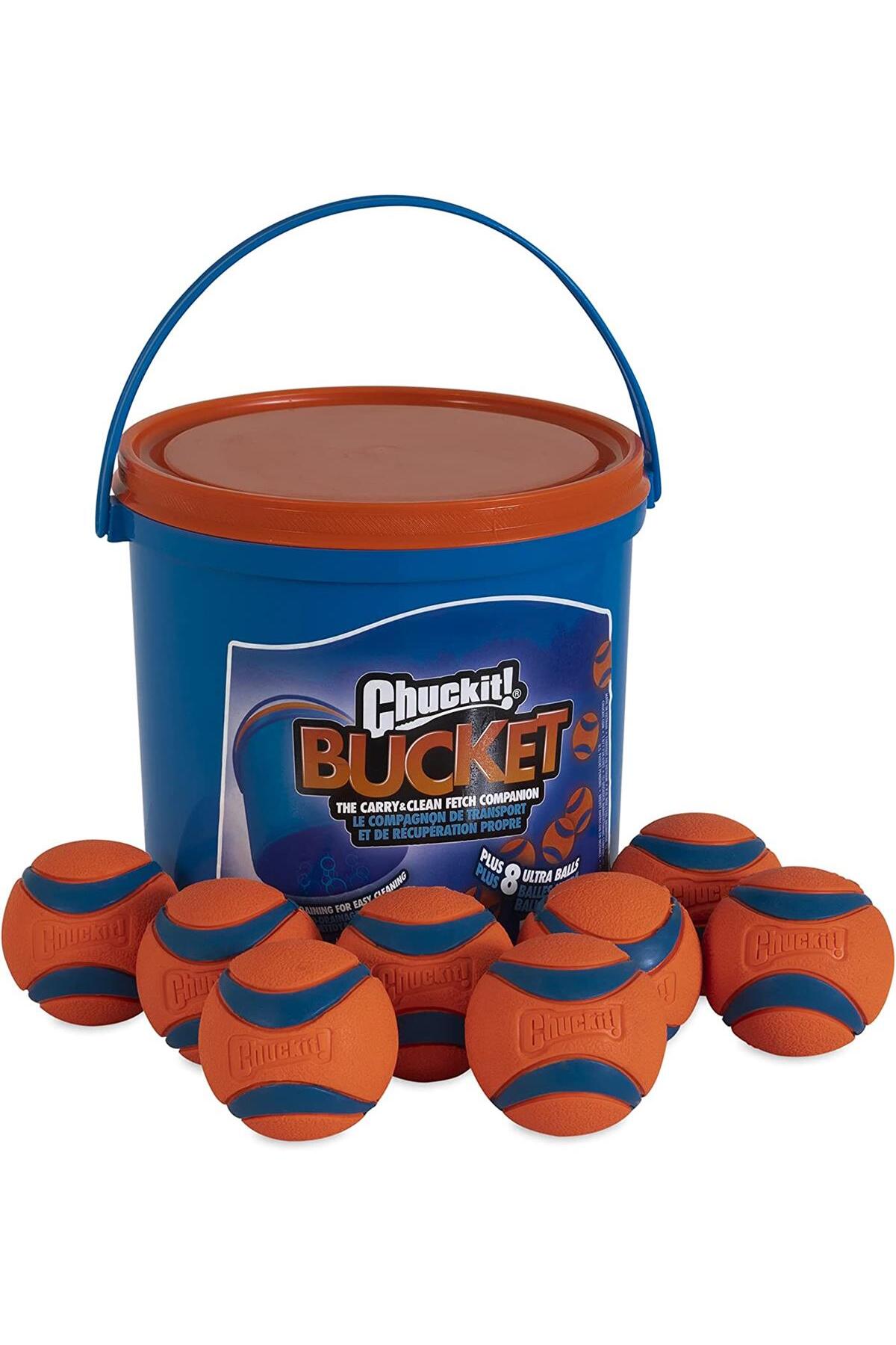 اسباب‌بازی سگ چاکیت Chuckit، مجموعه سطلی ۸ توپ Ultra Ball سایز متوسط، مدل 50933 چندرنگ