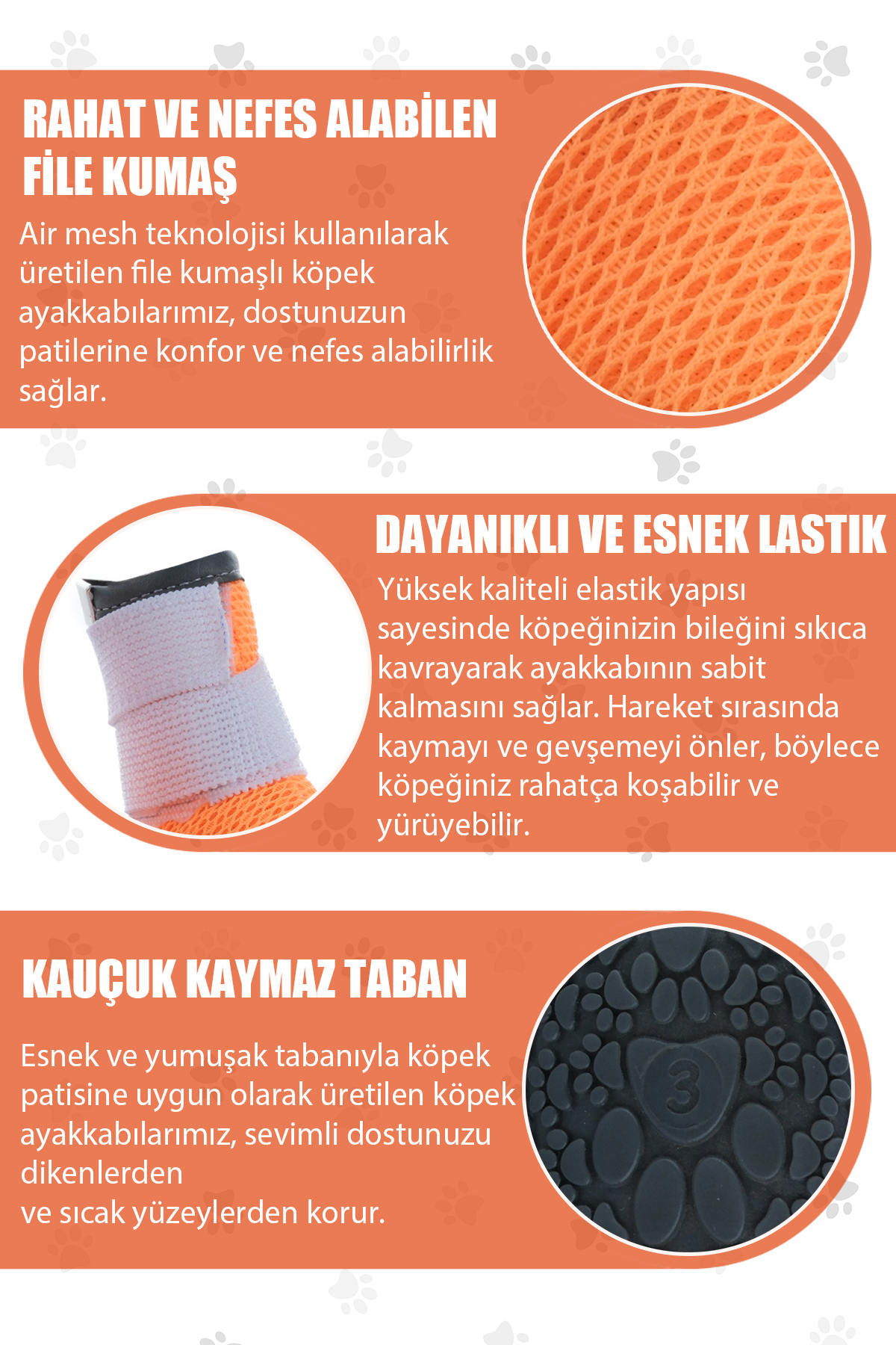 کفش سگ پاوپرینتس PawPrints کشی با زیره لاستیکی ضدلغزش مدل PPLASTİK01 نارنجی