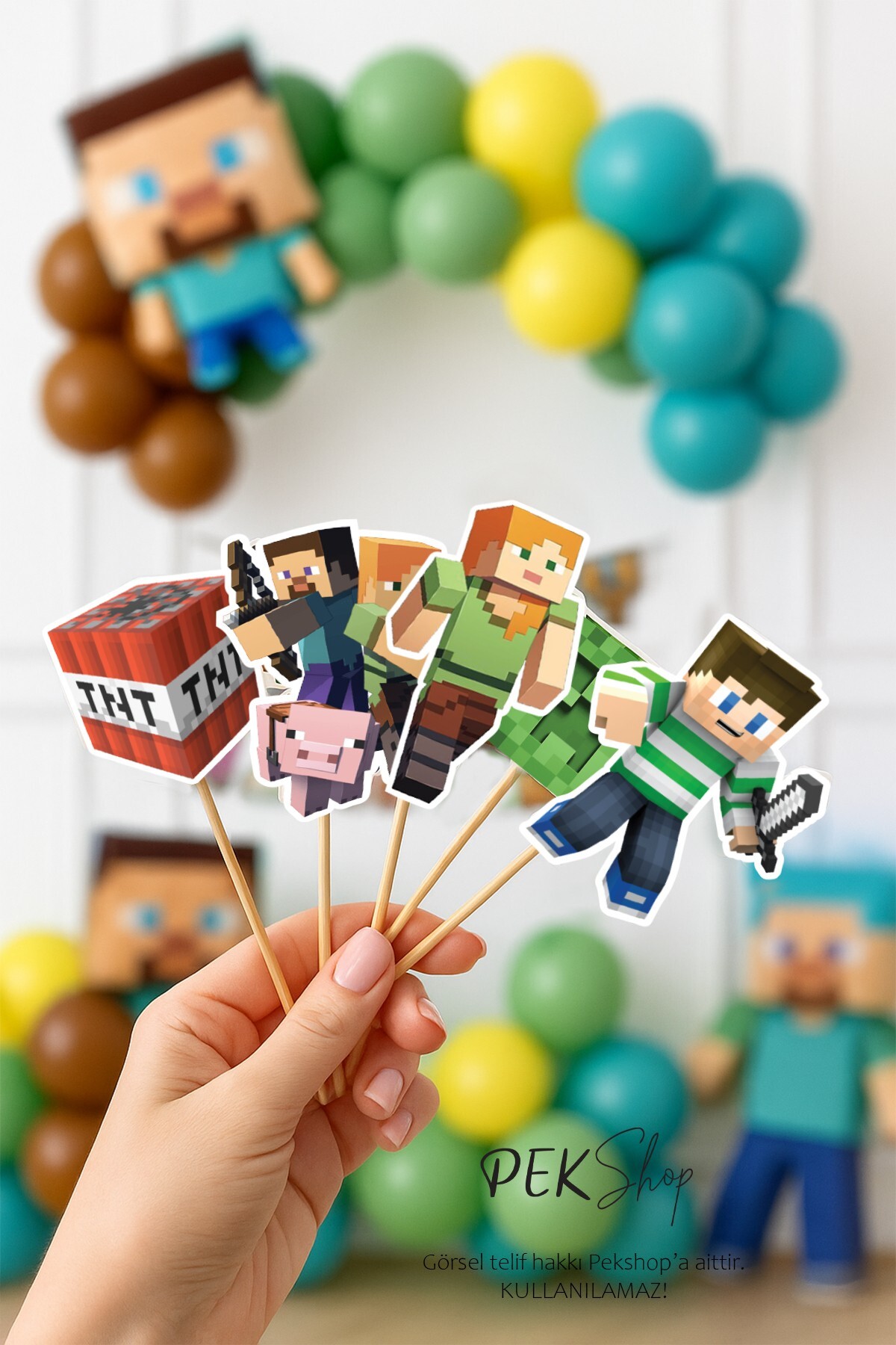سایر لوازم مهمانی زیور آلات خلال دندان MINECRAFT لوکس سایز بزرگ 10 بسته PEKSHOP