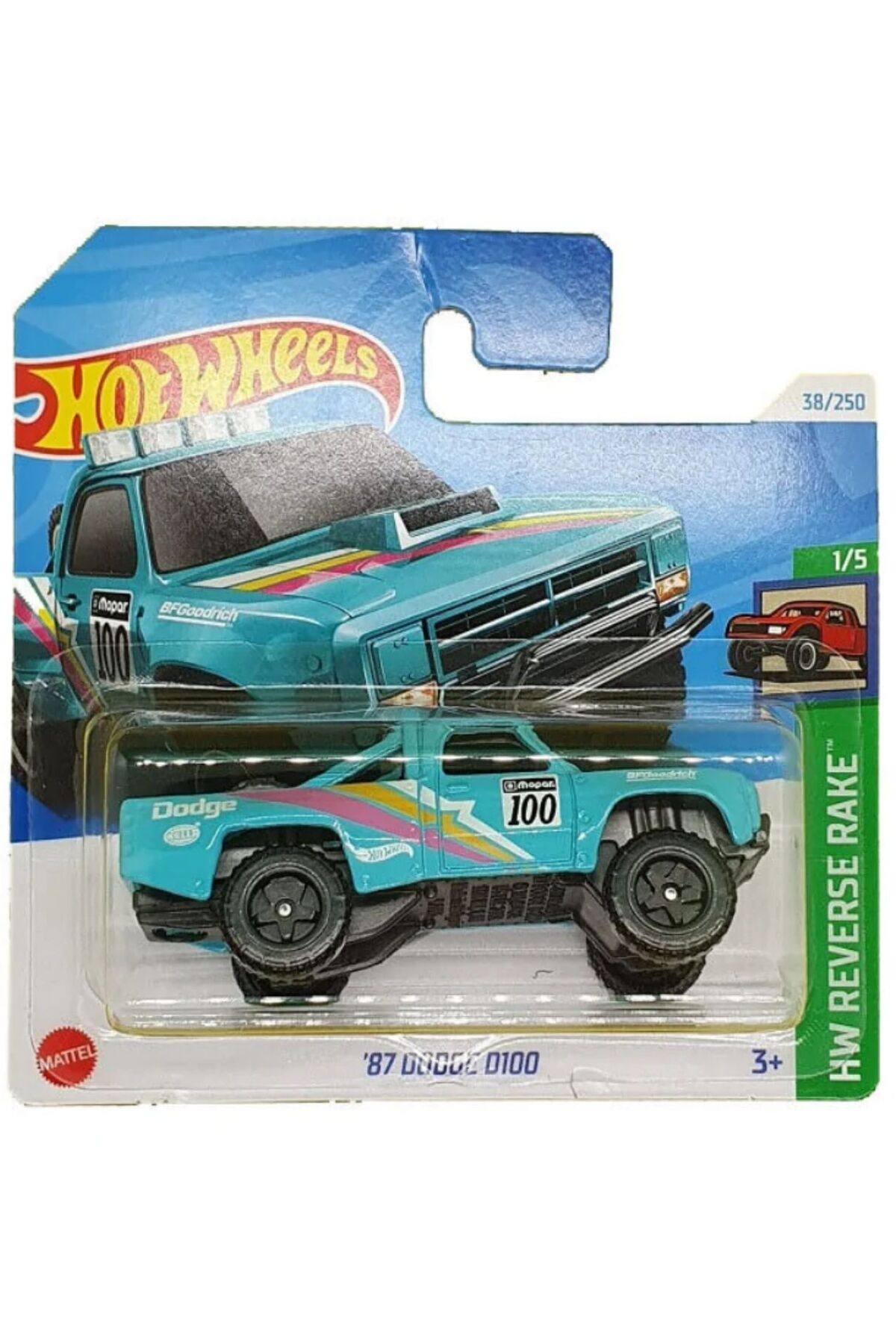 ماشین اسباب بازی 87 DODGE D100 HTD17 هات ویلز اورجینال HOT WHEELS