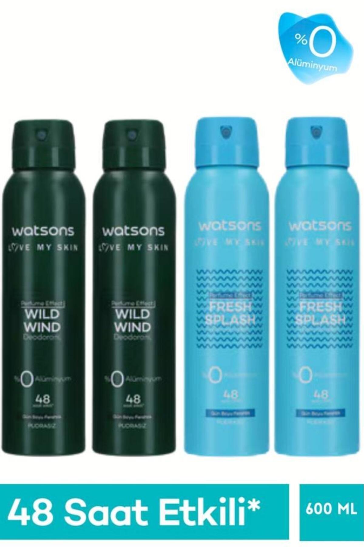 مجموعه ۴ عددی اسپری دئودورانت مردانه واتسونز Watsons؛ ۲ عدد Wild Wind و ۲ عدد Fresh Splash