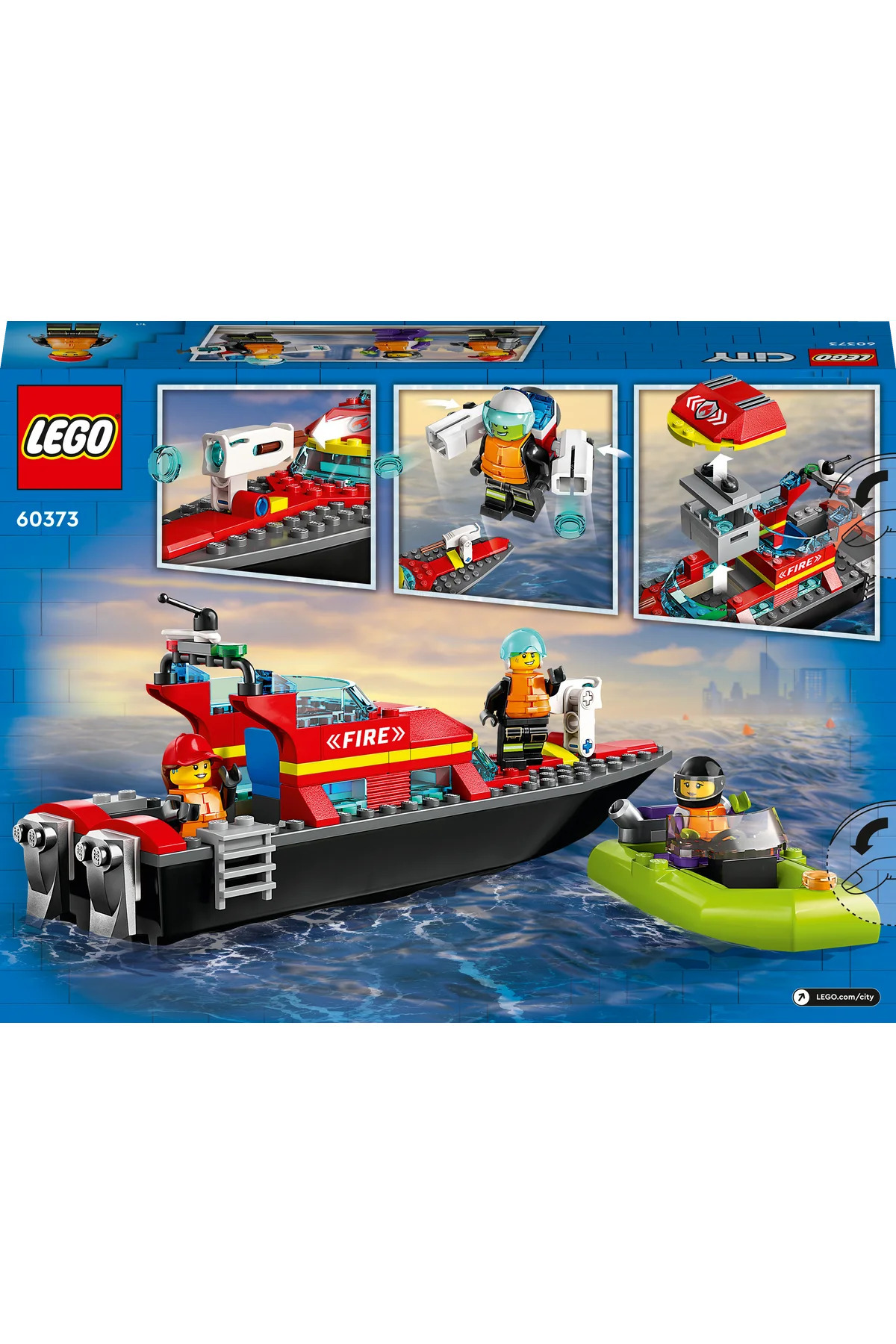 LEGO مجموعه ساخت شناور امدادگر آتش نشانی شهر 60373 برای کودکان 5 سال و بالاتر (144 قطعه)