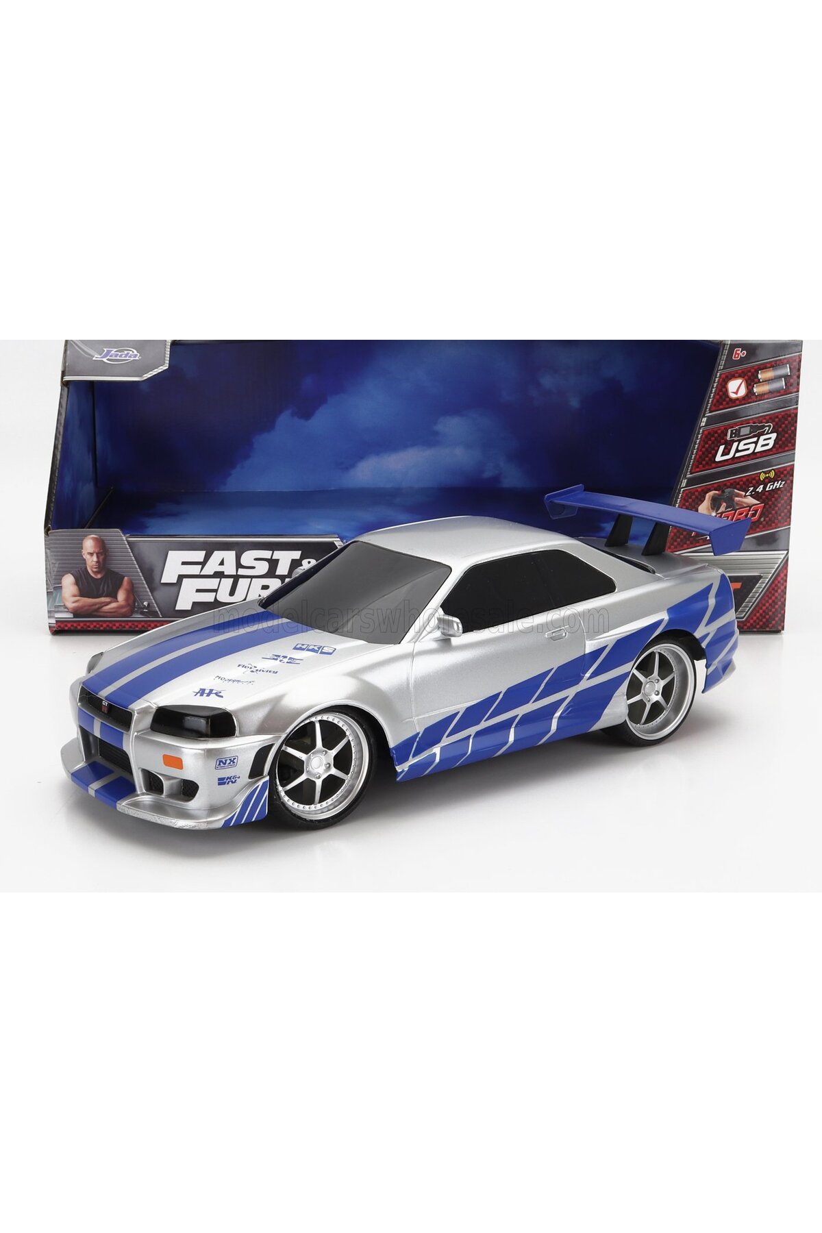 ماشین اسباب بازی کنترل از راه دور NISSAN SKLYLINE GT R 34 هات ویلز اورجینال HOT WHEELS
