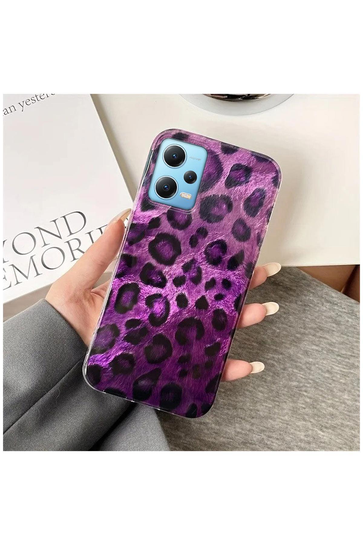 کاور و قاب محافظ شیائومی REDMI NOTE 12 PRO 5G سازگار با سیلیکونی بنفش ZEBANA LUXE LEOPARD اورجینال Zebana