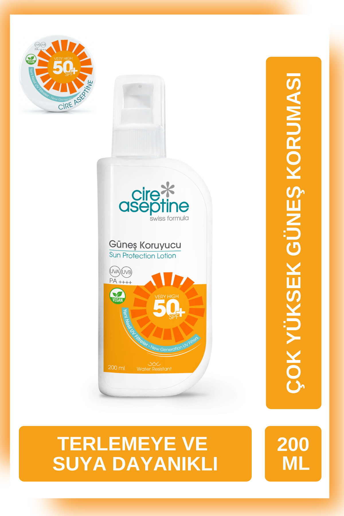 Cire Aseptine لوسیون ضدآفتاب SPF 50+ حجم 200 میلی لیتر