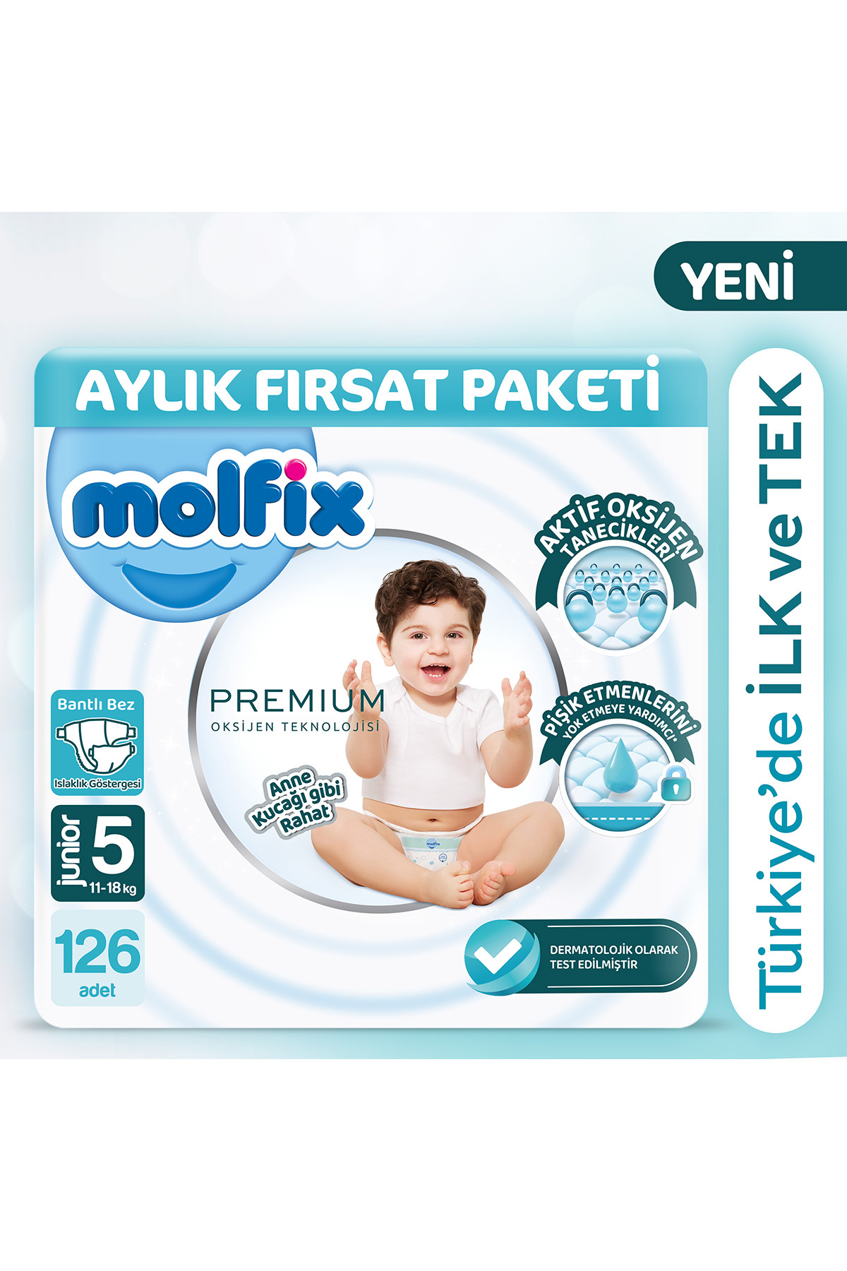 پوشک بچه پکیج فرصت ماهانه ممتاز 5 سایز 126 عددی اورجینال Molfix