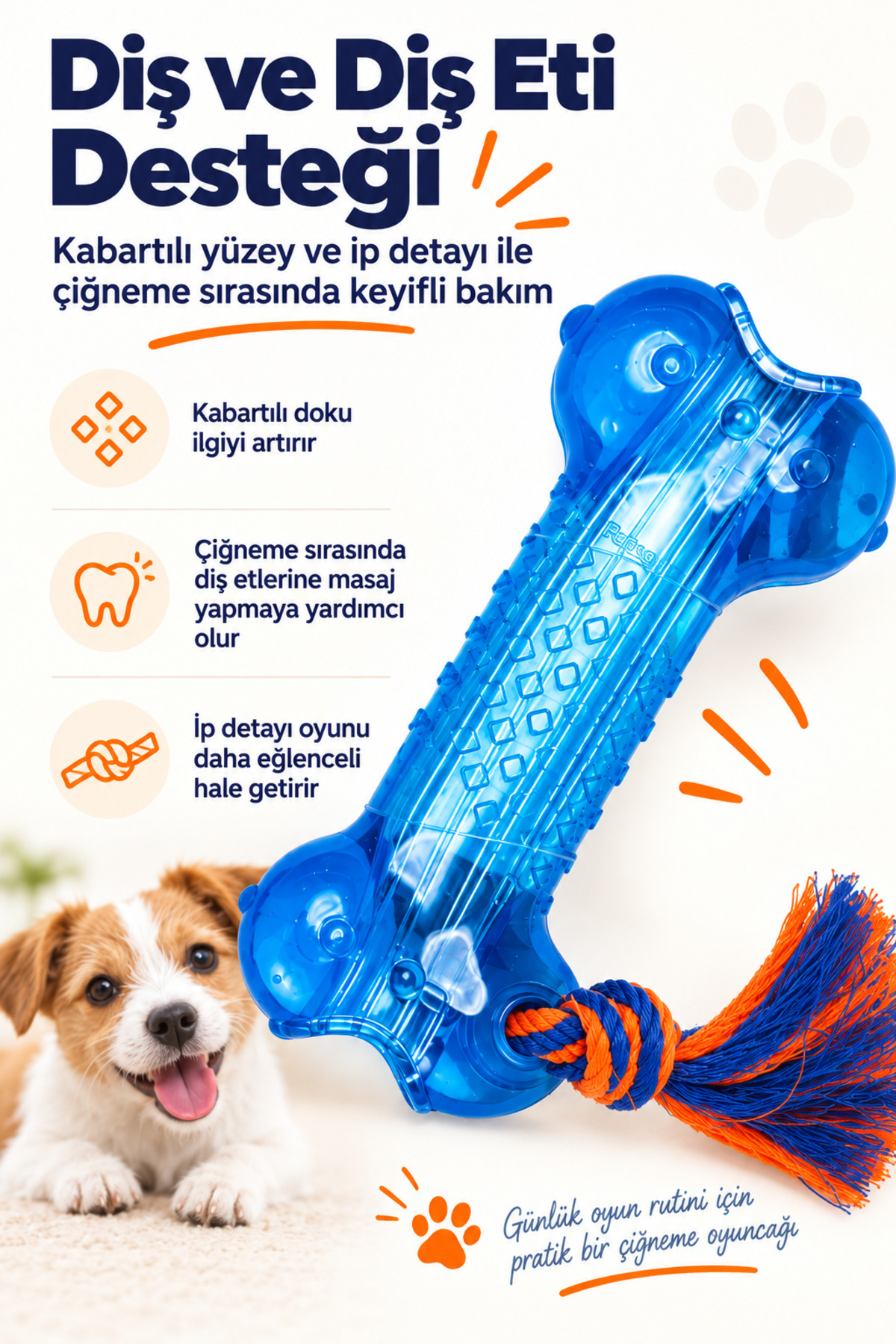 اسباب‌بازی جویدنی استخوانی سگ پت‌استیجز PetStages Orka Bone مدل PG1469 آبی