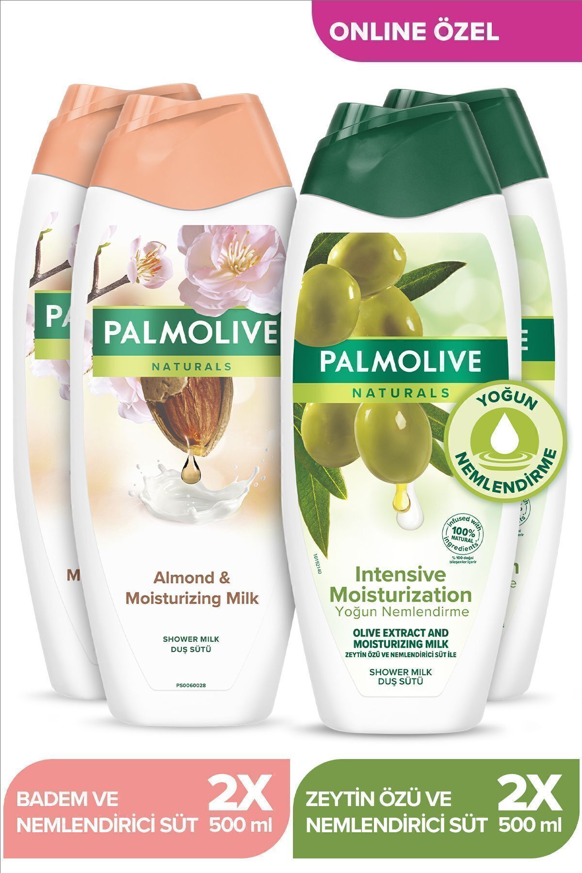Palmolive حمام ژل آلومند و روغن زیتون مرطوب کننده حساس پوست NaturalS 500 میلی لیتر X4Adhel