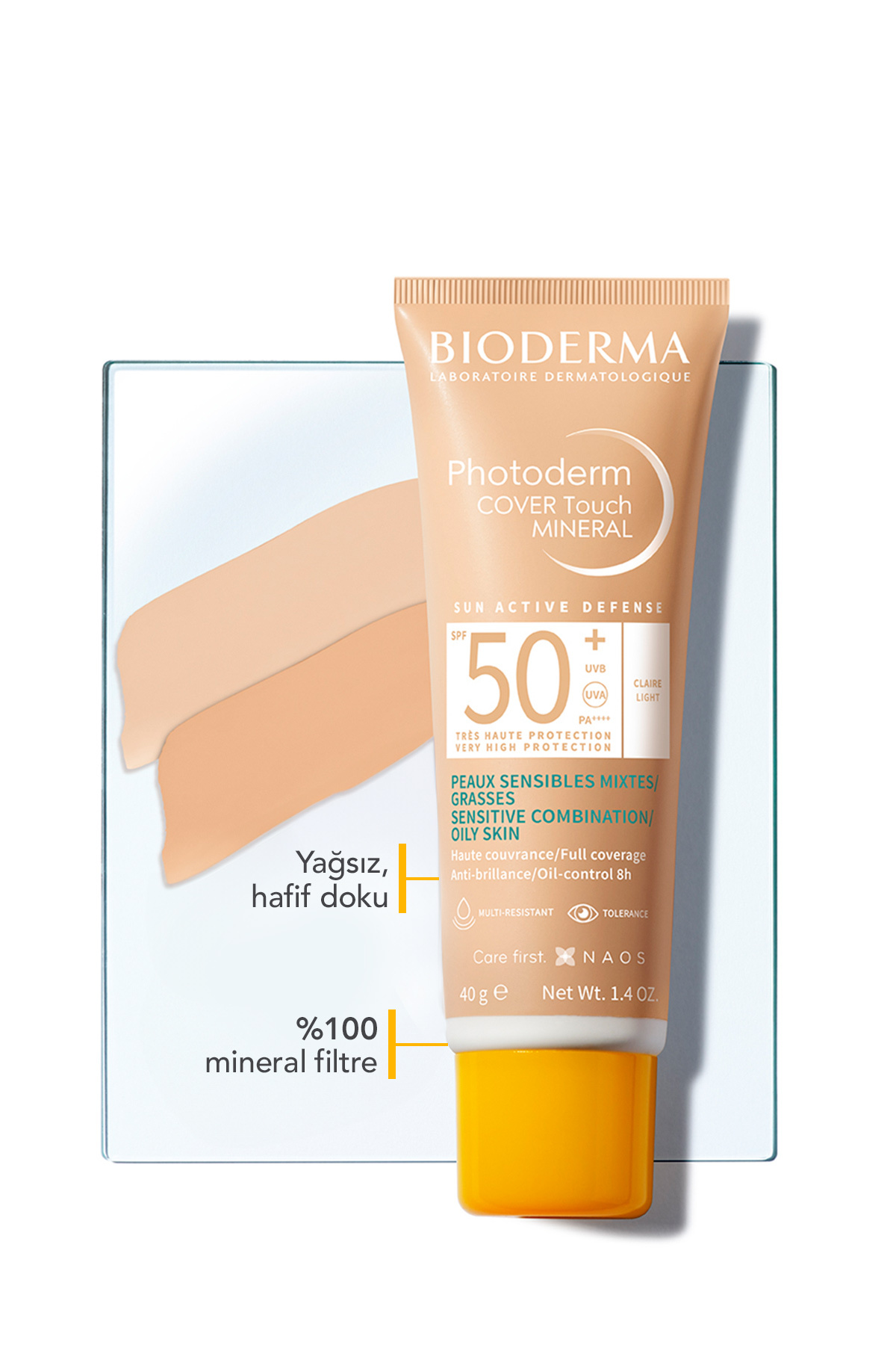کرم ضد آفتاب مدل Photoderm Cover Touch با SPF+50 با حجم 40 میل بایودرما Bioderma