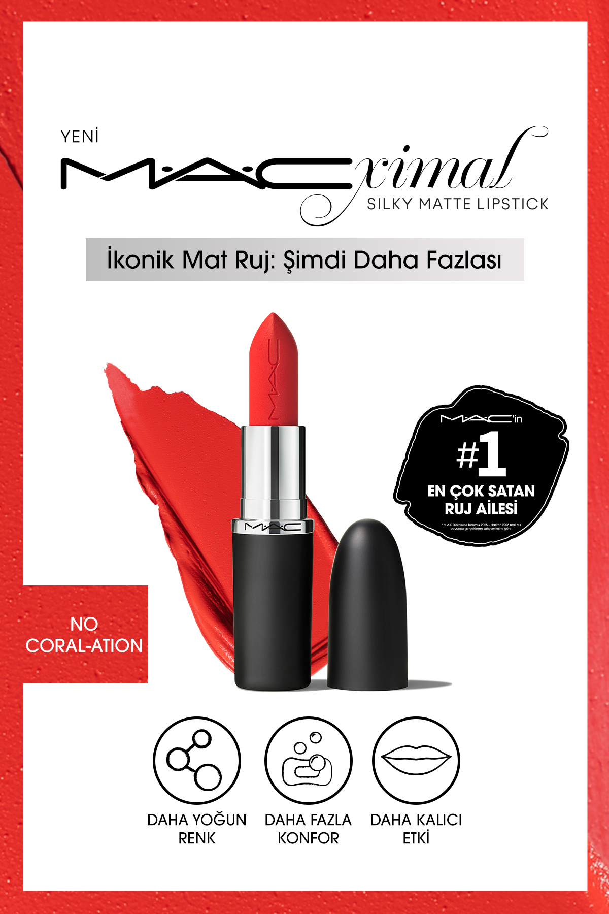 Mac لوازم آرایشی مات و لطیف لبخند رژ لب مرطوب کننده مات سیلکی M · A · Cximal