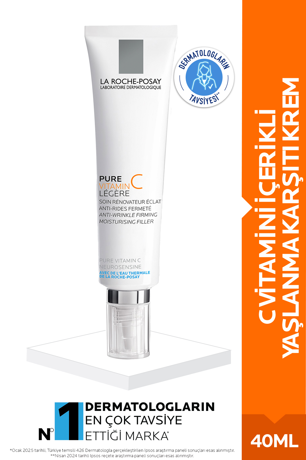 کرم صورت لایت ویتامین C خالص ضد پیری پوست مختلط 40 میل اورجینال La Roche Posay
