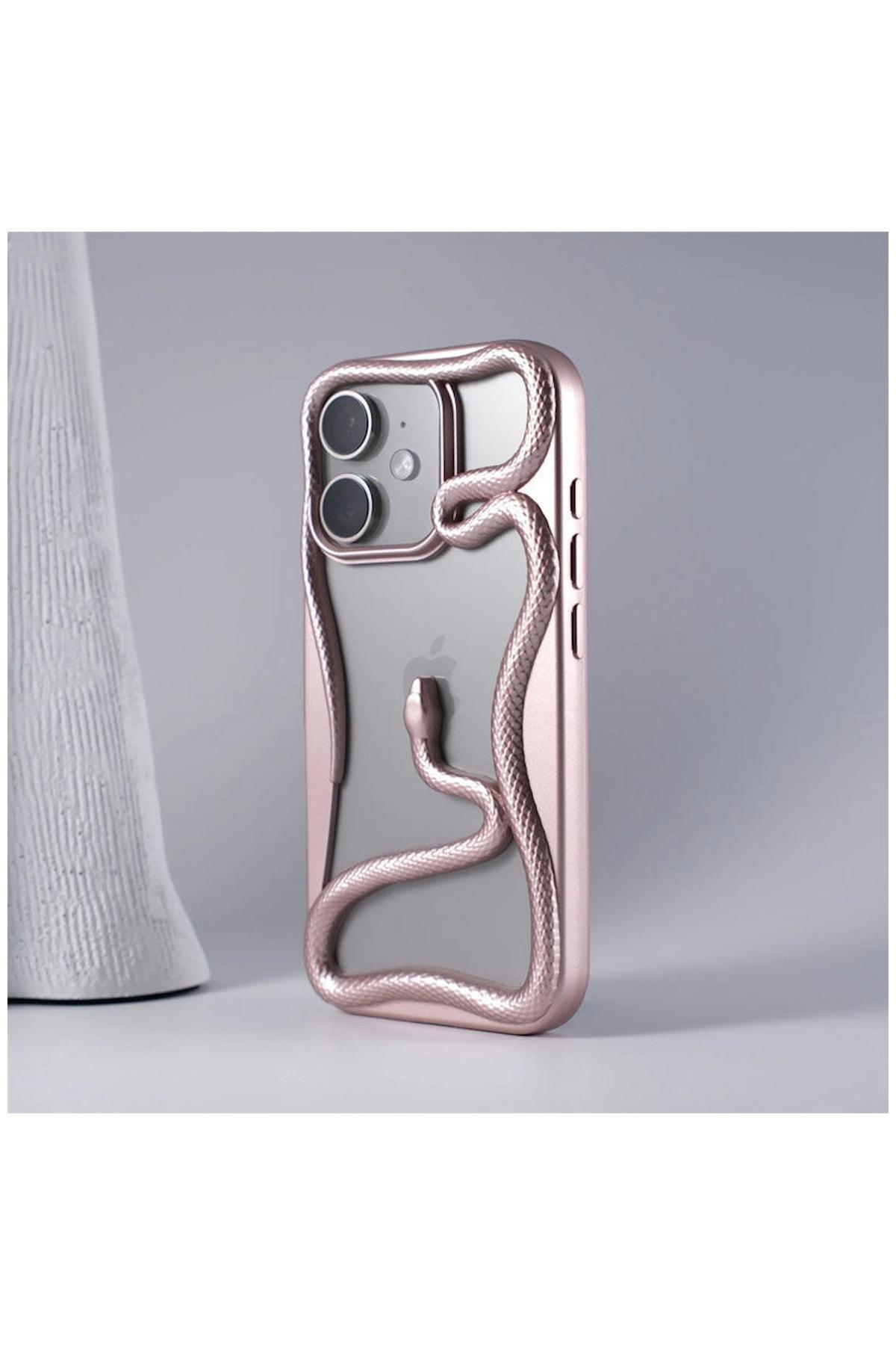 کاور و قاب APPLE IPHONE 12 CASE ZEBANA 3D SNAKE SILICONE ROSE GOLD اورجینال Zebana