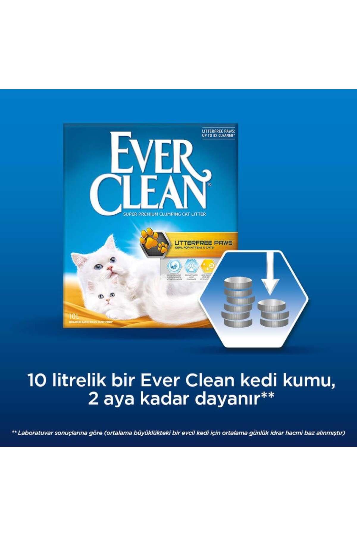 خاک گربه کلامپینگ ۱۰ لیتری اور کلین Ever Clean، سری Litterfree Paws، دانه‌درشت و نچسب به پنجه