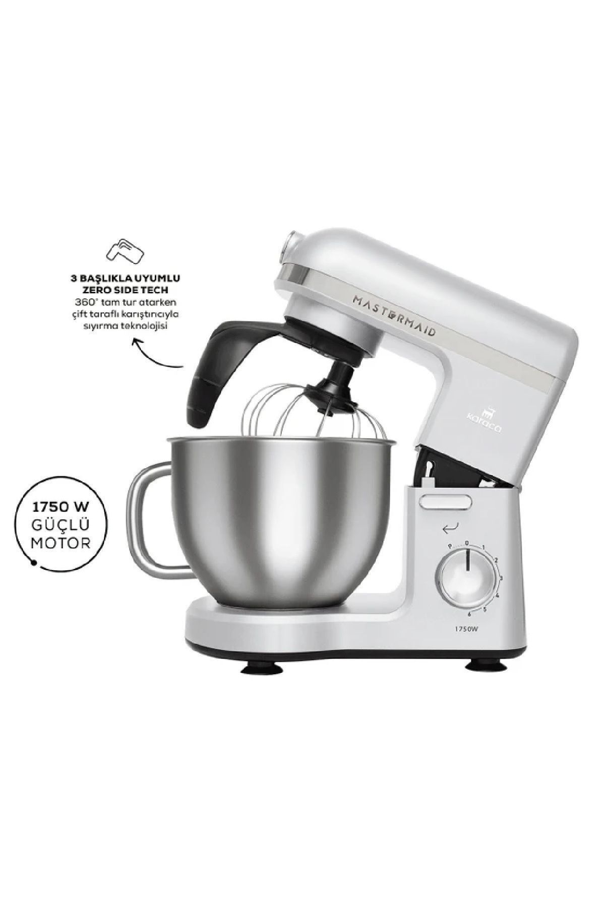 میکسر و ست پایه دو بازوی MASTERMAID CHEF PRO PEARL سفید 1750 W اورجینال Karaca
