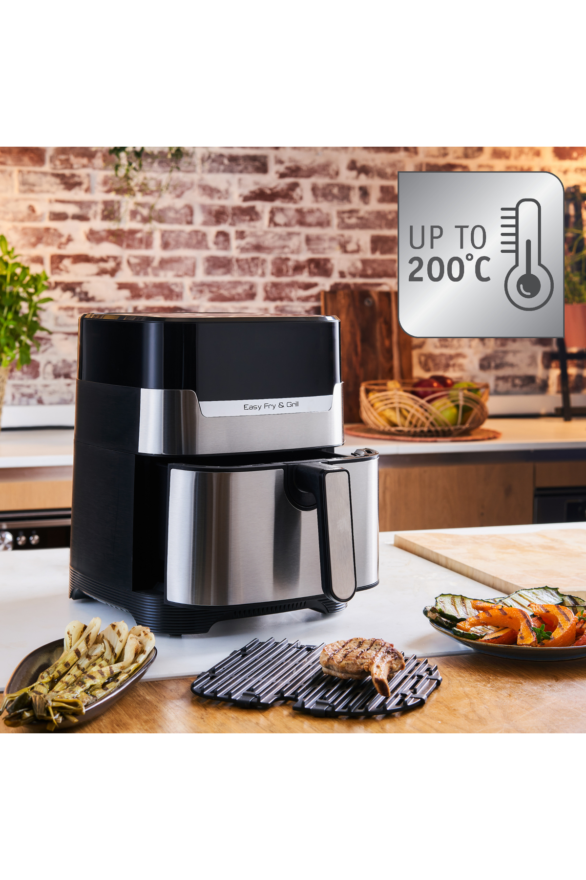 سرخ کن EASY FRY &amp; GRILL DIGITAL 2 IN 1 | کردنی هوا + گریل اورجینال TEFAL