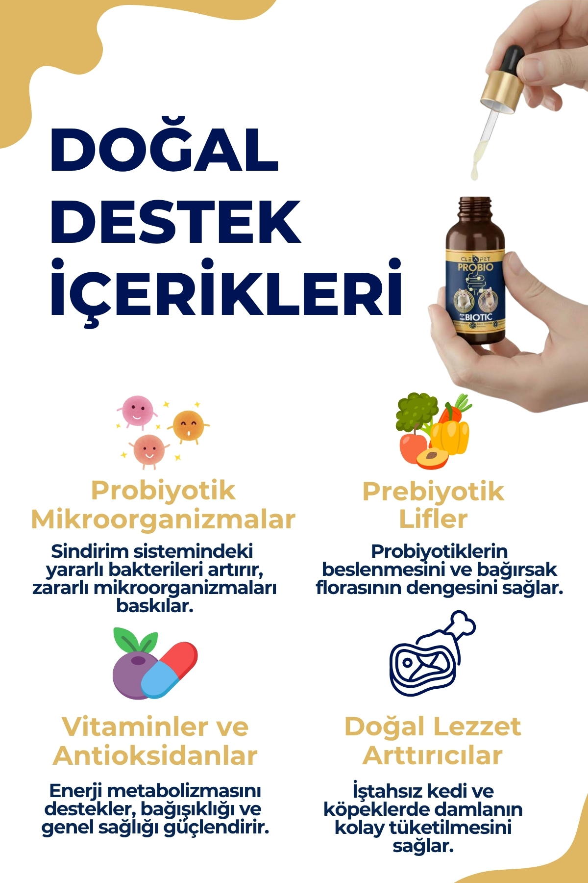 پروبیوتیک مایع گربه کلی‌پت Cleapet Probiocat، ۱۰۰ میلی‌لیتر؛ پشتیبانی از گوارش، مو و اشتها