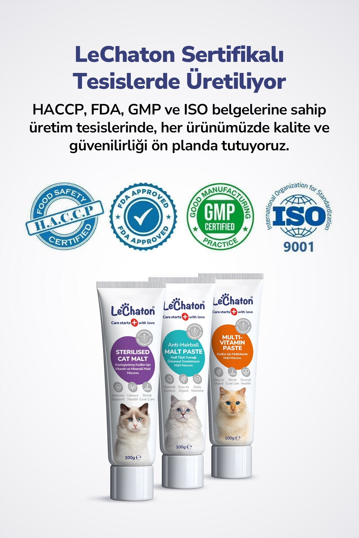 مجموعه خمیر سلامت مو و ویتامین گربه‌های عقیم‌شده لوچاتون پت‌کر LeChaton Pet Care